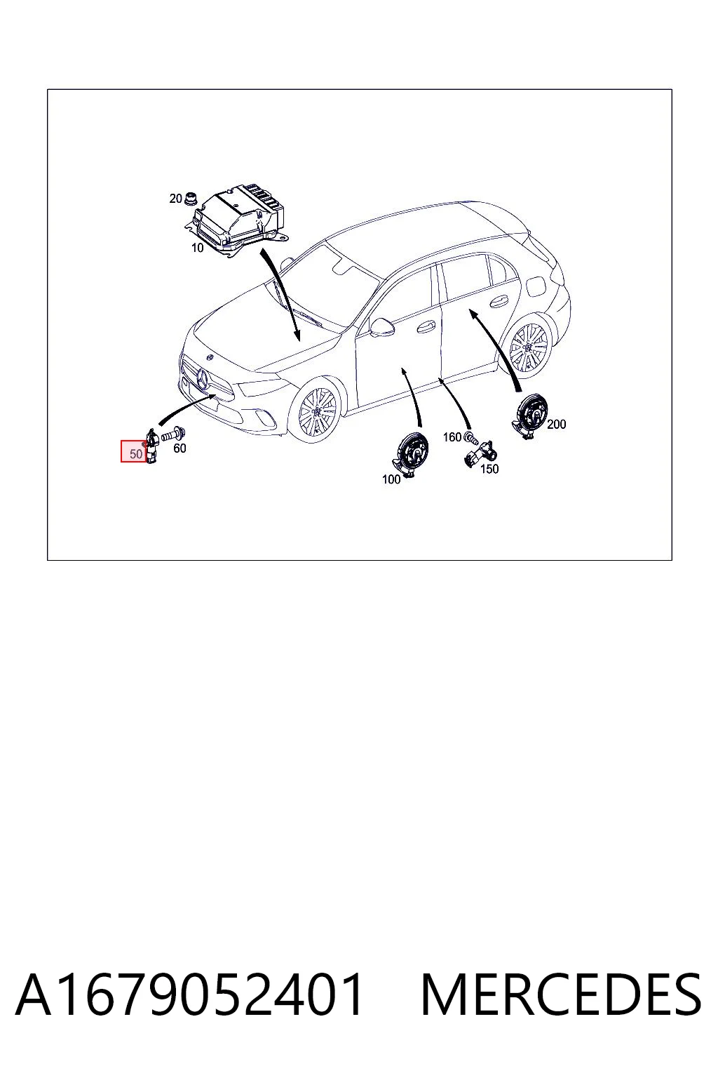 A1679052401 Mercedes Sensor AIRBAG dianteiro