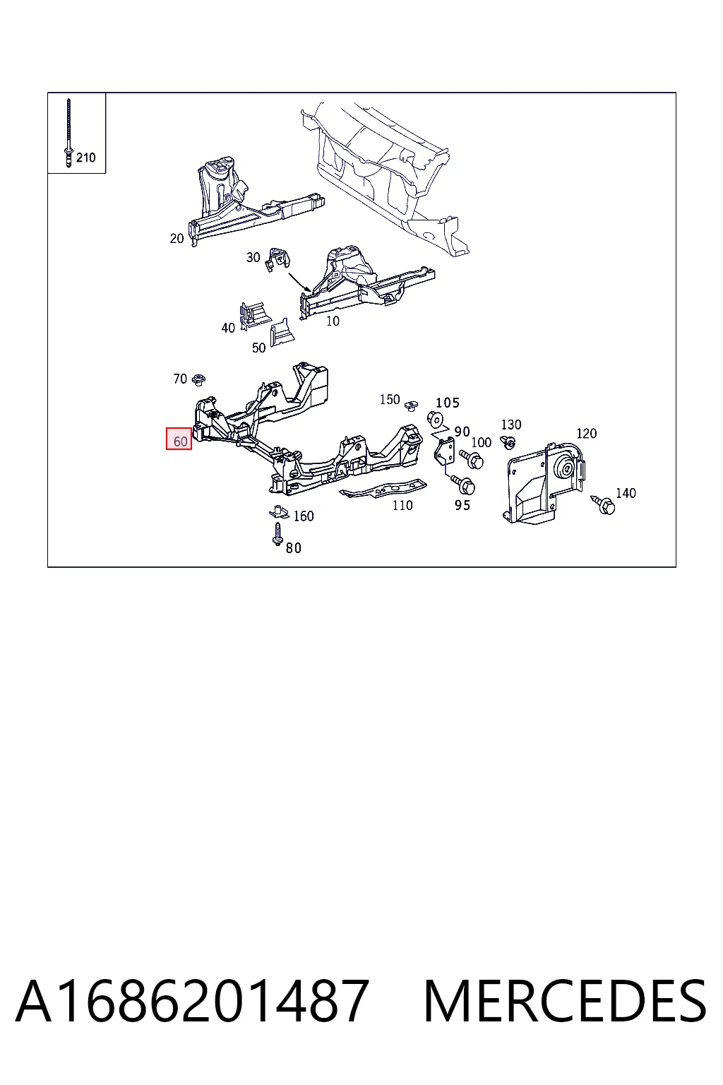  Viga de suspensão dianteira (plataforma veicular) Mercedes A hatchback (W168) (1997 - 2004) 
