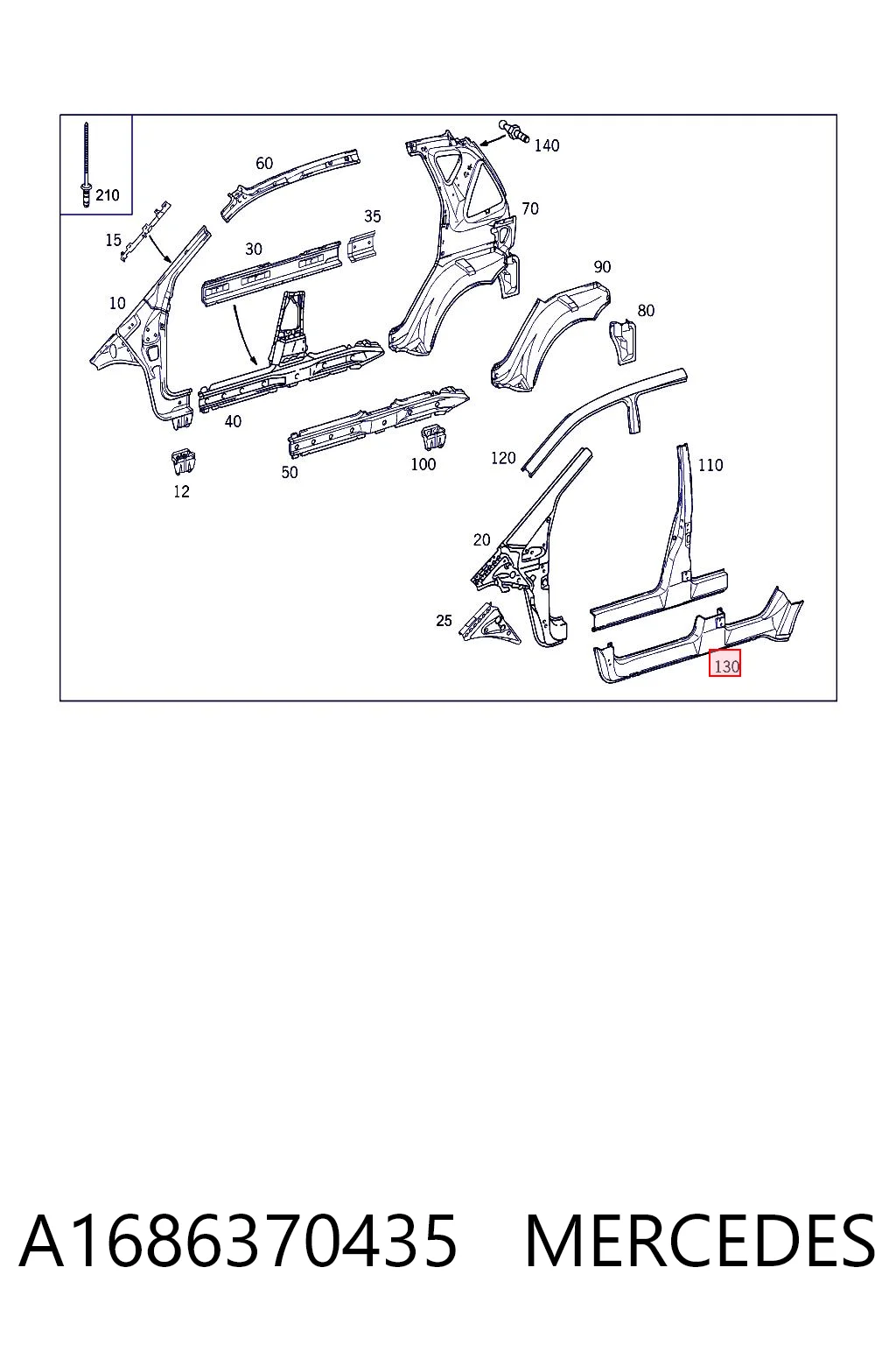 Acesso externo direito para Mercedes A W168