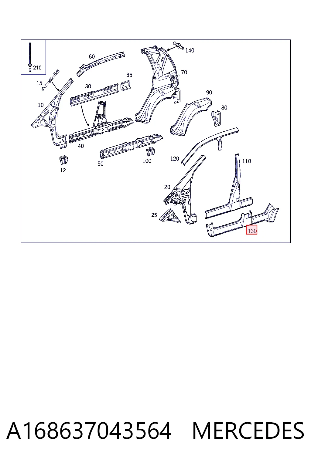 Acesso externo direito Mercedes A  W168 ao melhor preço
