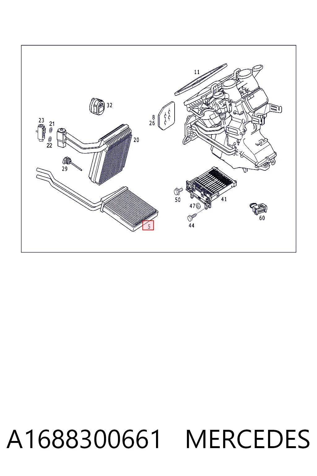 Radiador de forno (de aquecedor) para Mercedes A W168