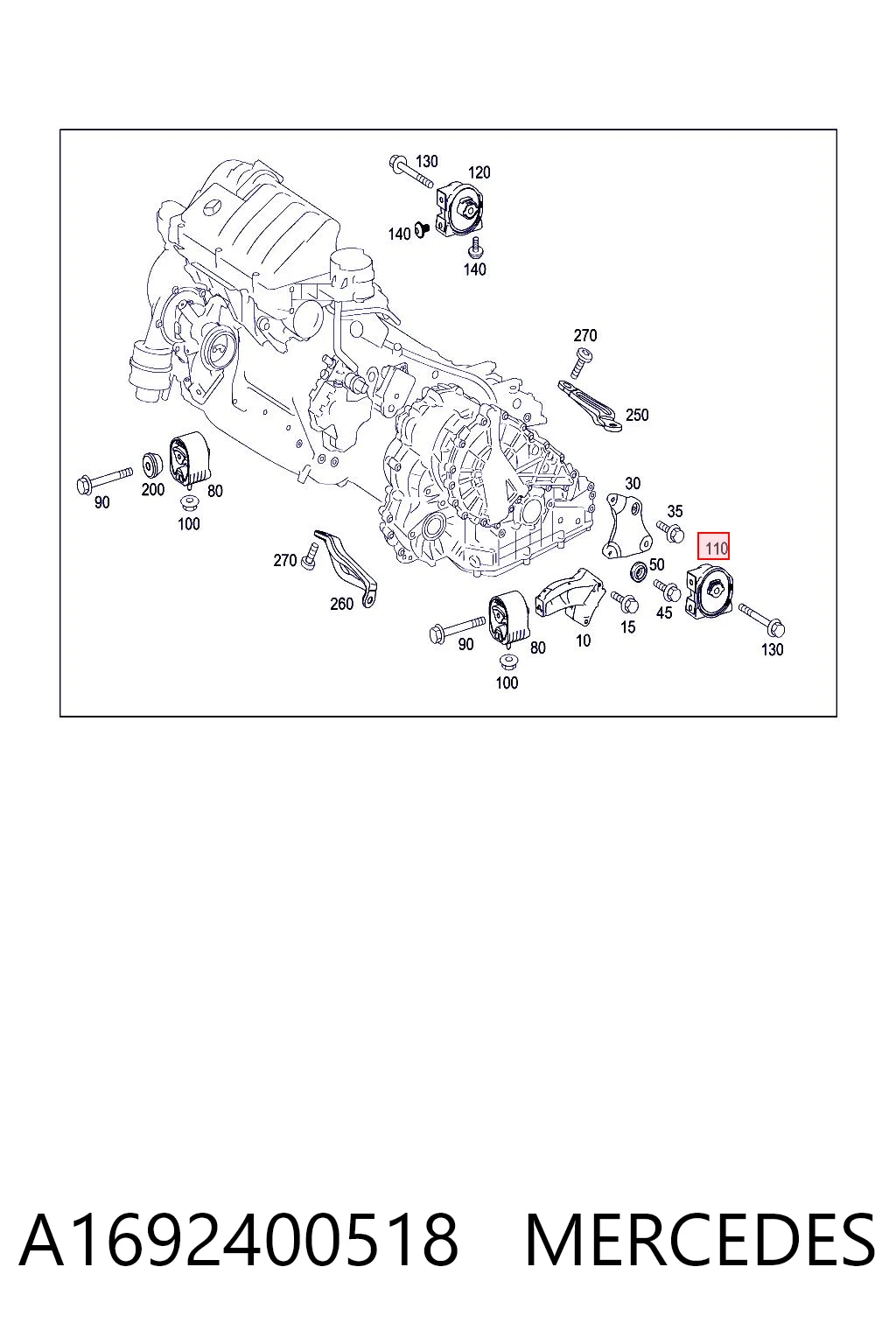 A1692400518 Mercedes Coxim de transmissão (suporte da caixa de mudança)
