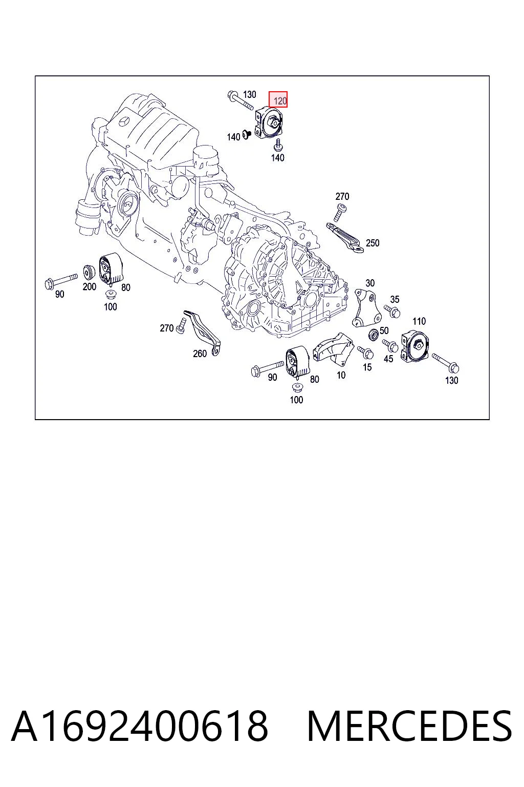 A1692400618 Mercedes Coxim (suporte) traseiro de motor