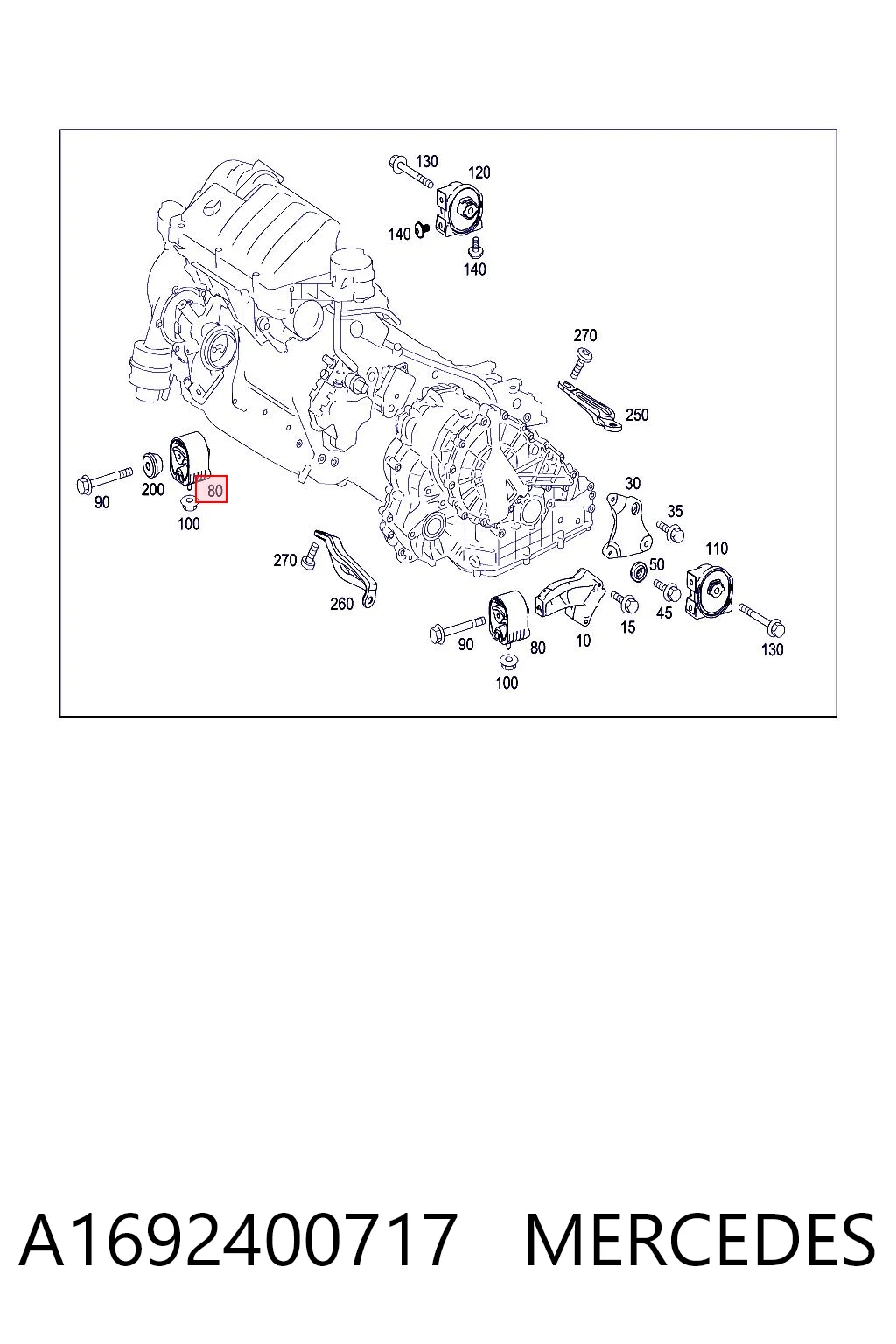A1692400717 Mercedes Coxim (suporte) dianteiro de motor