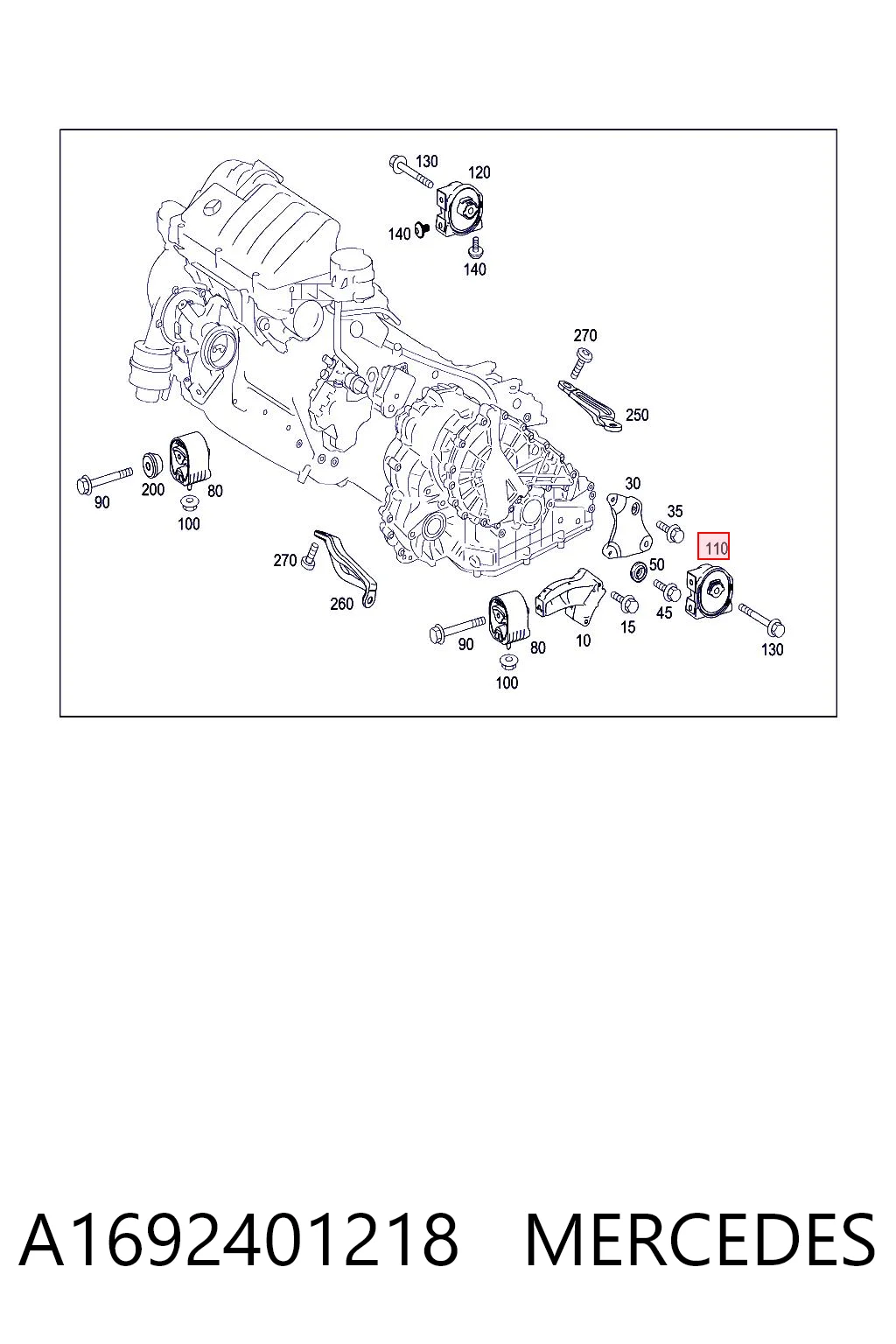 A1692401218 Mercedes Coxim de transmissão (suporte da caixa de mudança)