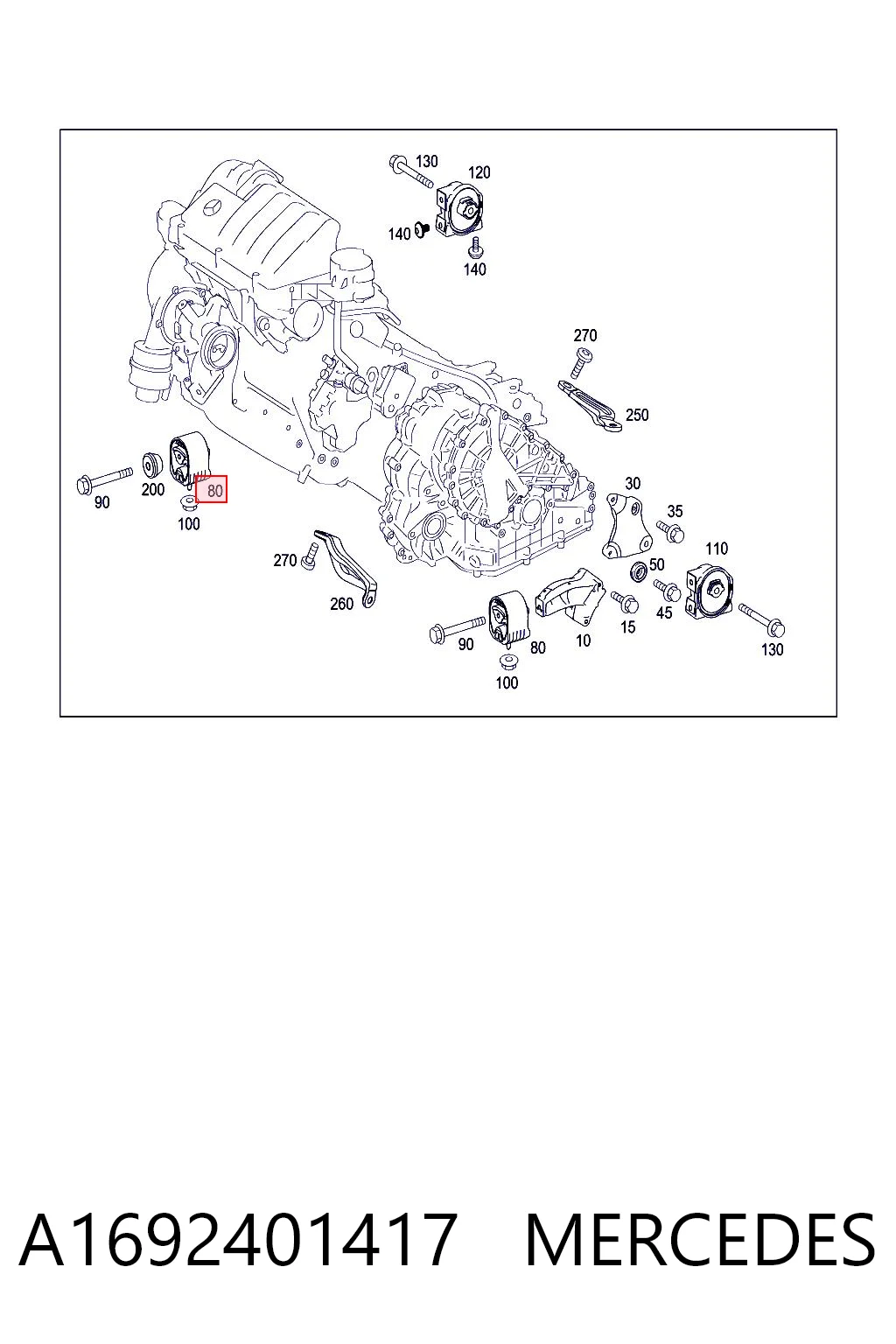 A1692401417 Mercedes Coxim (suporte) dianteiro de motor