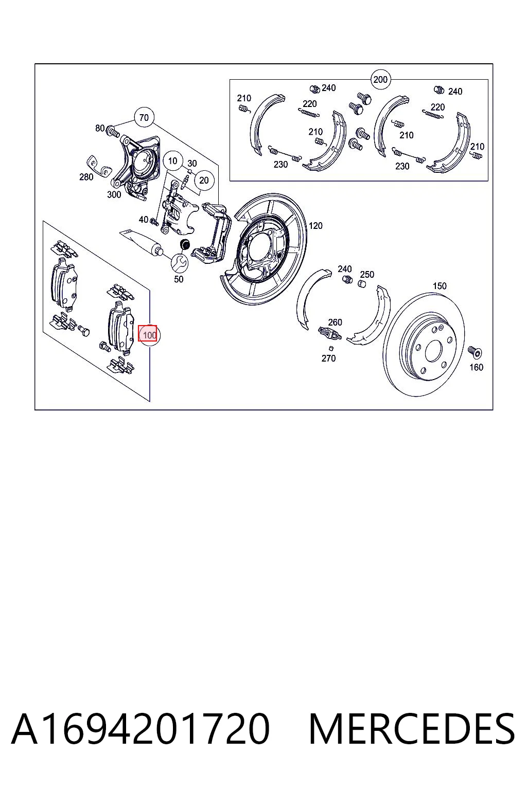 A1694201720 Mercedes Sapatas do freio traseiras de disco