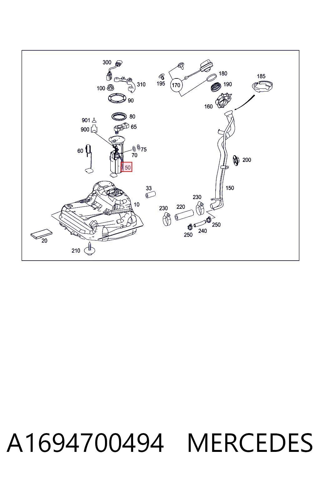 A1694700494 Mercedes Módulo de bomba de combustível com sensor do nível de combustível