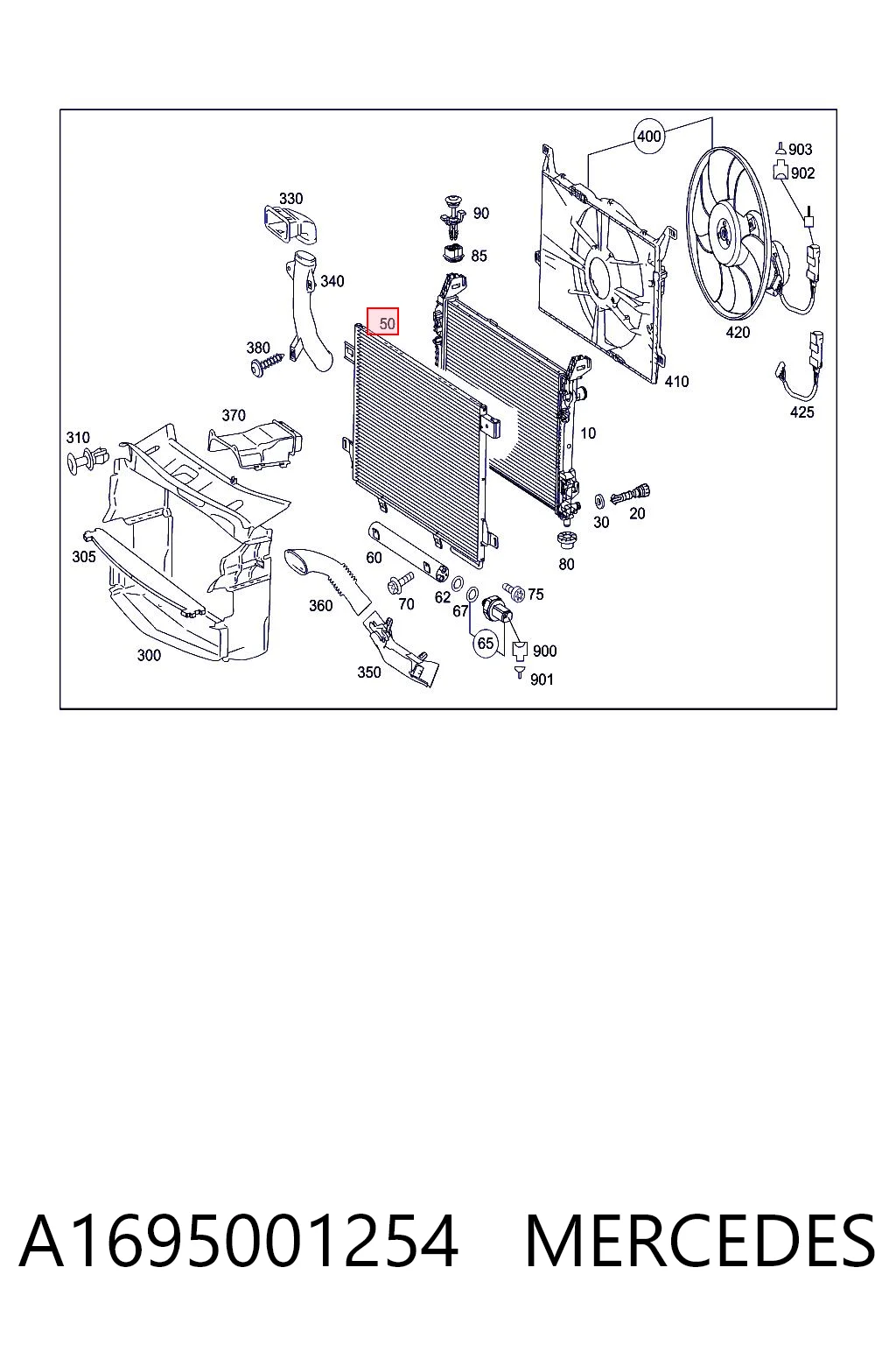 A1695001254 Mercedes Radiador de aparelho de ar condicionado