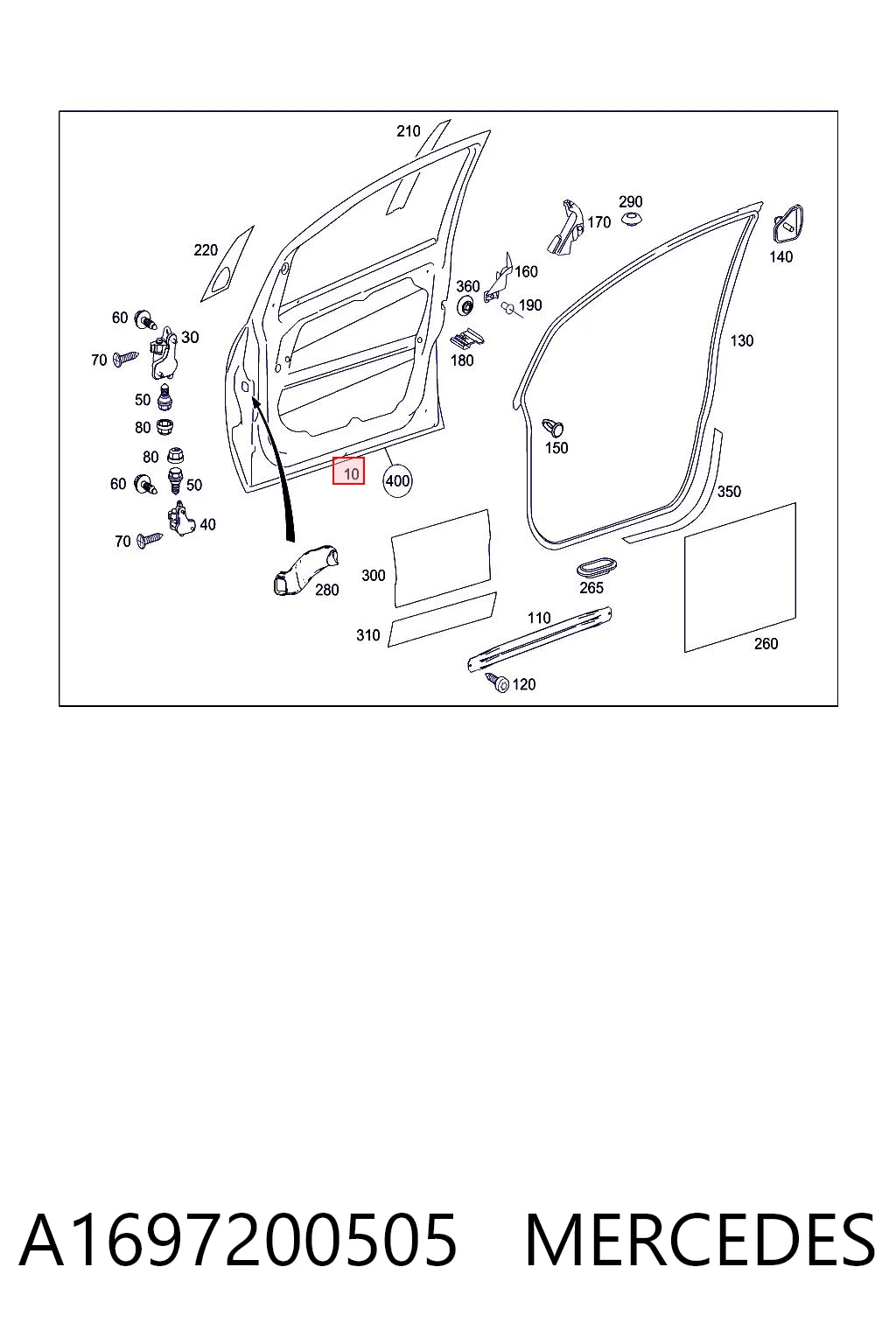 Porta dianteira esquerda para Mercedes B  W245