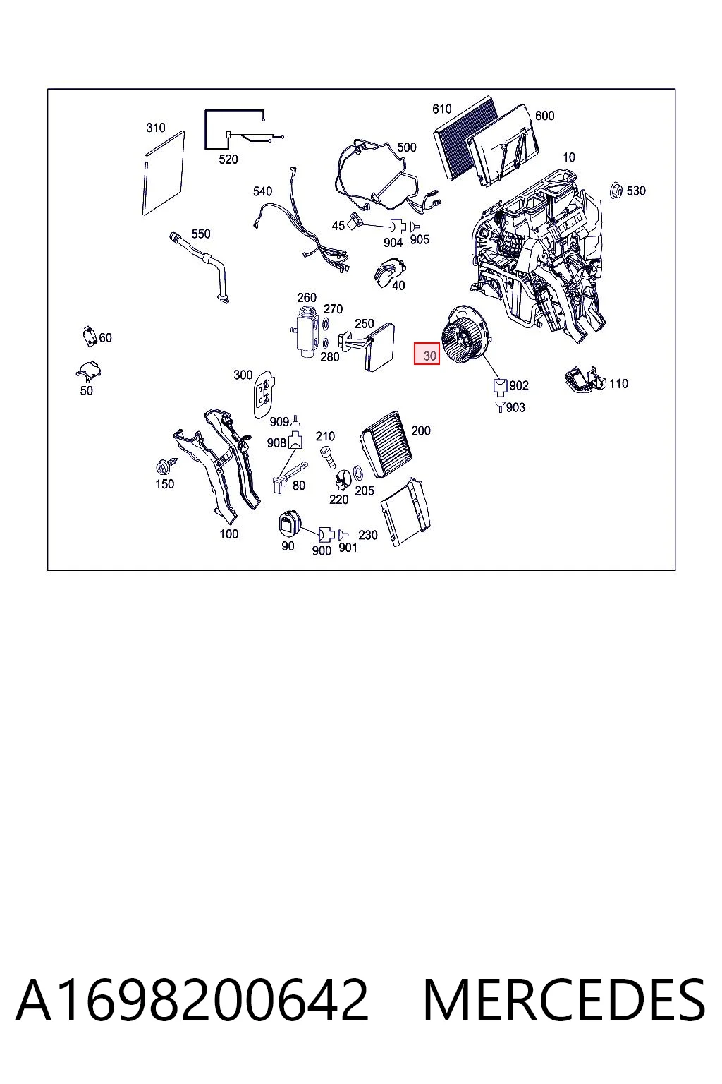 A1698200642 Mercedes Motor de ventilador de forno (de aquecedor de salão)
