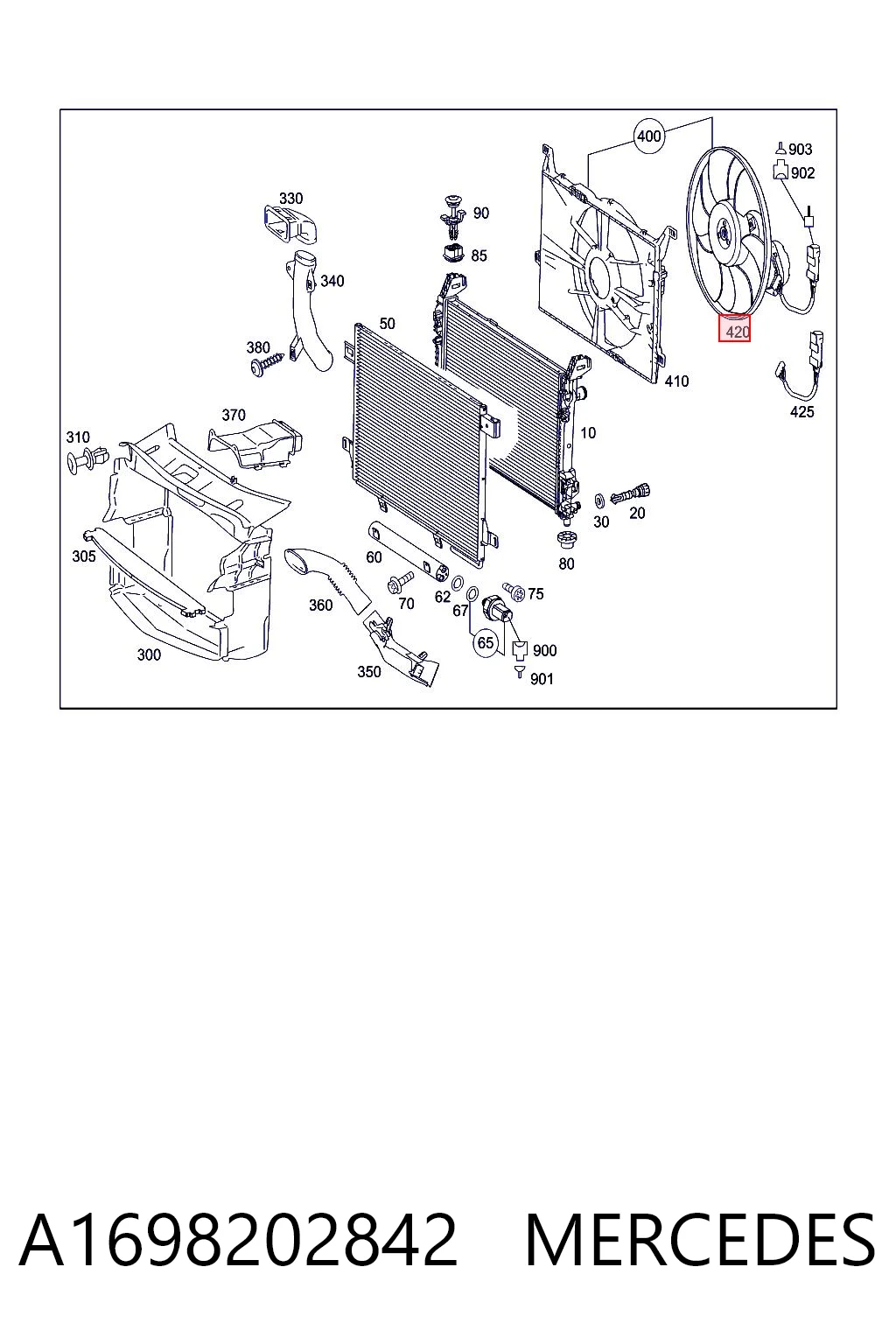 Ventilador elétrico de esfriamento montado (motor + roda de aletas) Mercedes A  W169