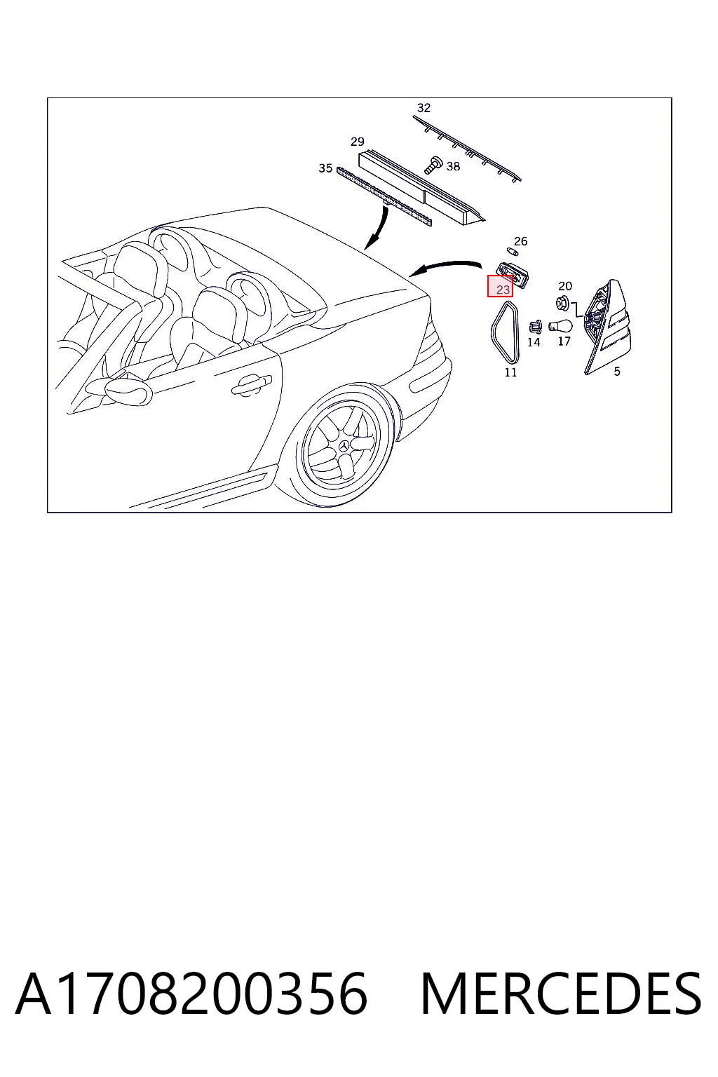 Lanterna da luz de fundo de matrícula traseira Mercedes C  W202 ao melhor preço