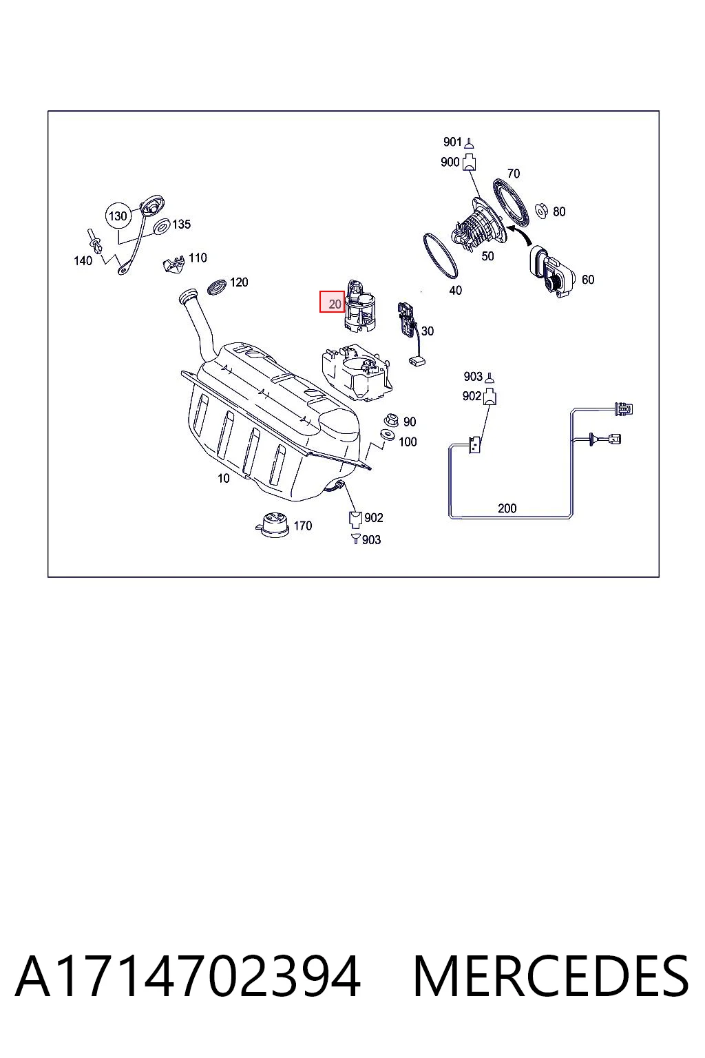 A1714702394 Mercedes Módulo de bomba de combustível com sensor do nível de combustível