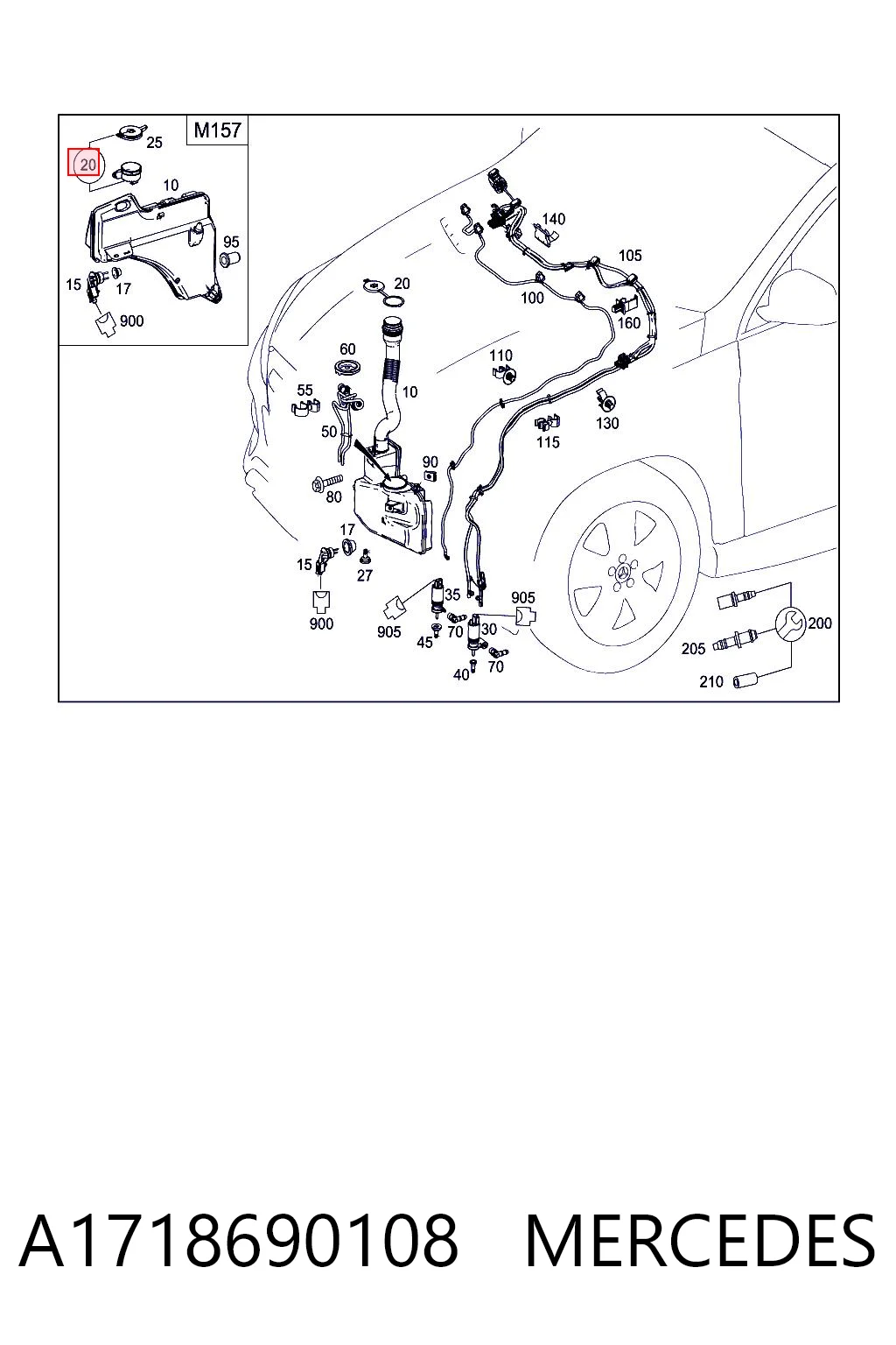 A1718690108 Mercedes Tampa de tanque de fluido para lavador