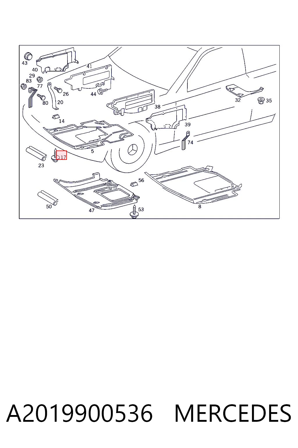 A2019900536 Mercedes Parafuso de proteção de motor