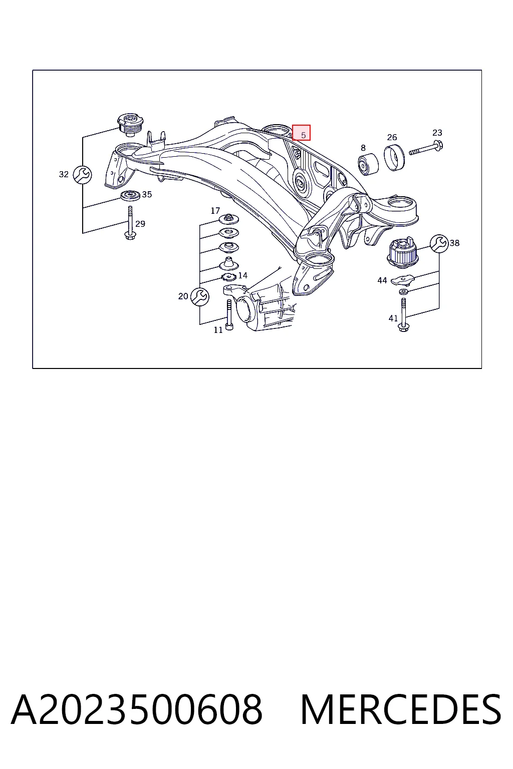  Viga de suspensão traseira (plataforma veicular) Mercedes C sedan (W202) (1993 - 2000) 