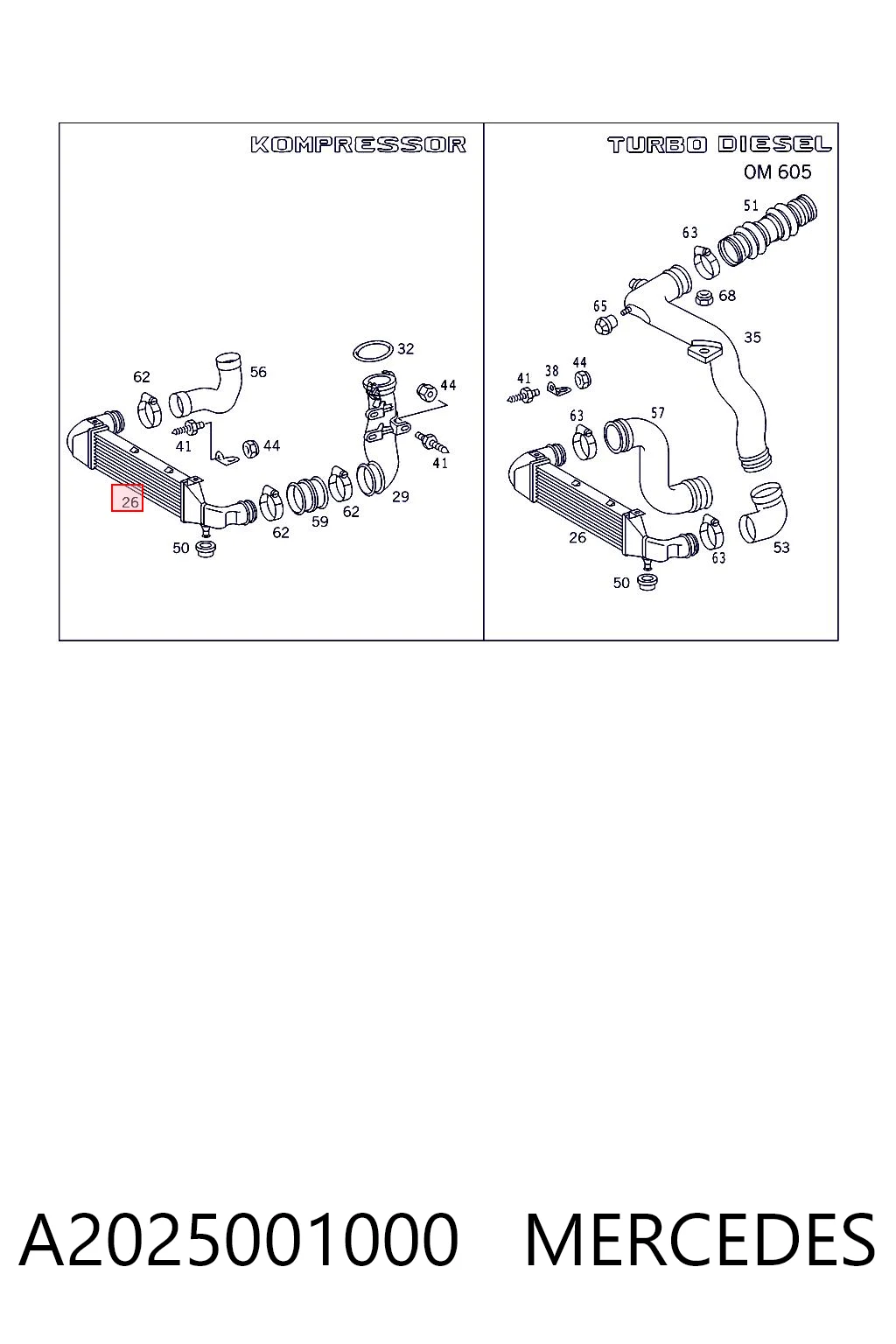 A2025001000 Mercedes Radiador de intercooler
