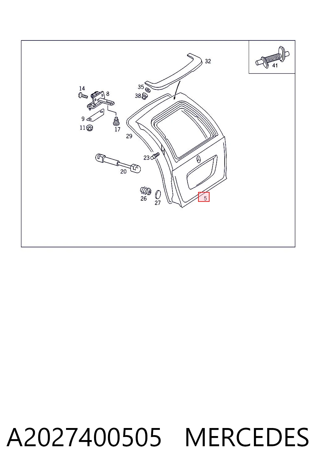 Porta traseira (3ª/5ª porta-malas (tampa de alcapão) Mercedes C  S202 ao melhor preço