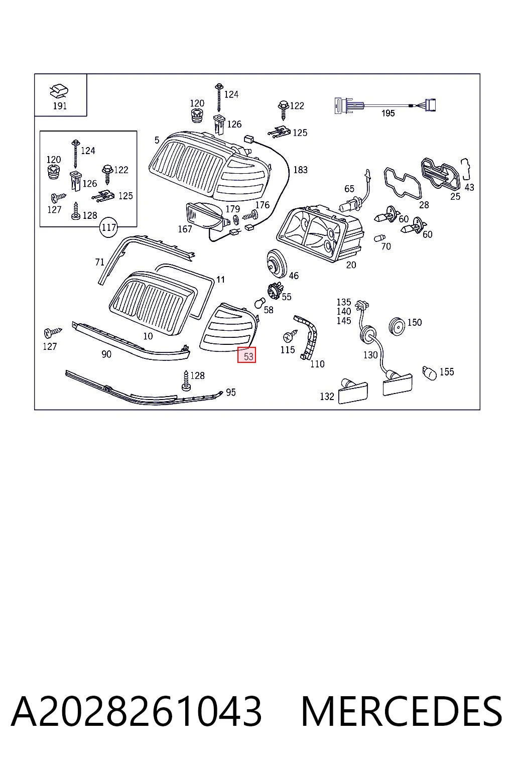 A2028261043 Mercedes Pisca-pisca direito