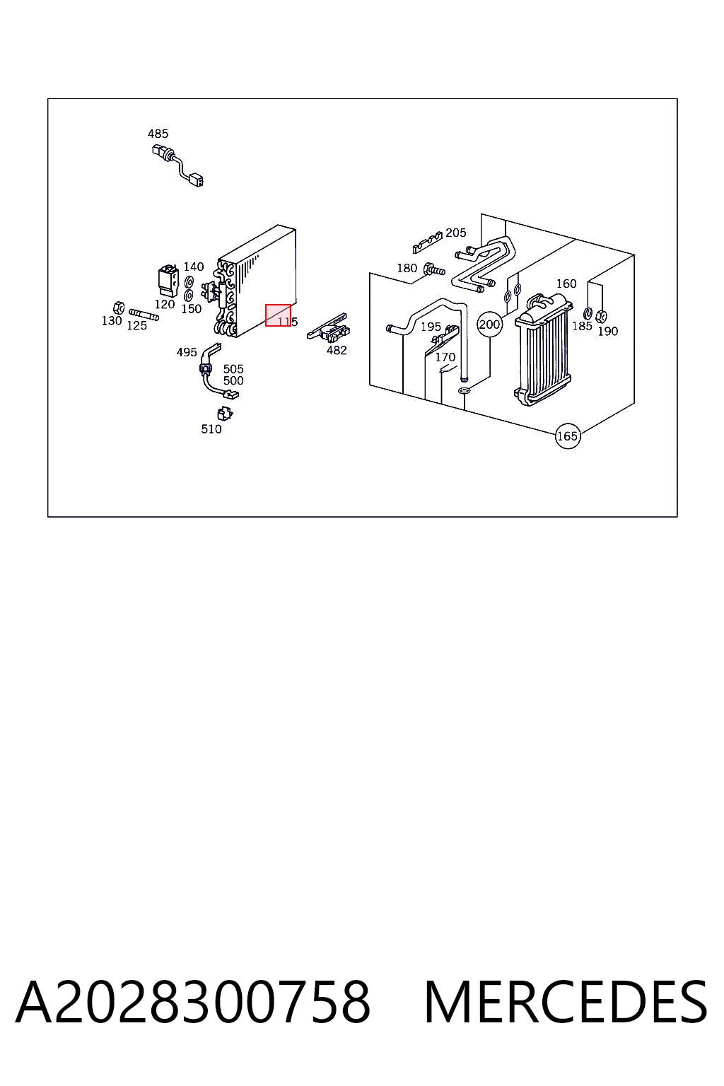 A2028300758 Mercedes Vaporizador de aparelho de ar condicionado