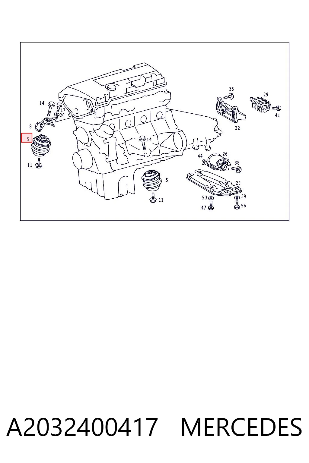 A2032400417 Mercedes Coxim (suporte) esquerdo de motor