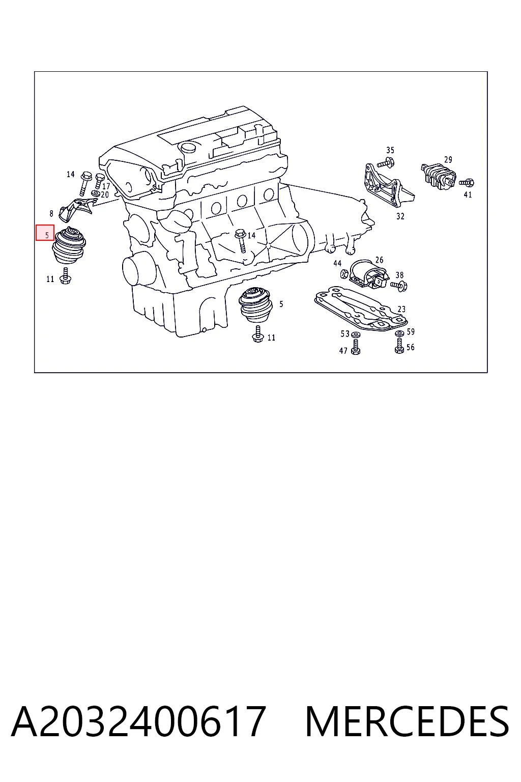 A2032400617 Mercedes Coxim (suporte) esquerdo/direito de motor