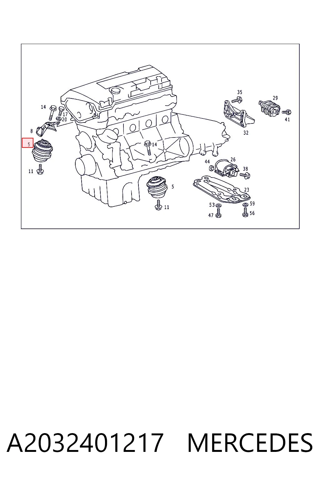 A2032401217 Mercedes Coxim (suporte) esquerdo/direito de motor