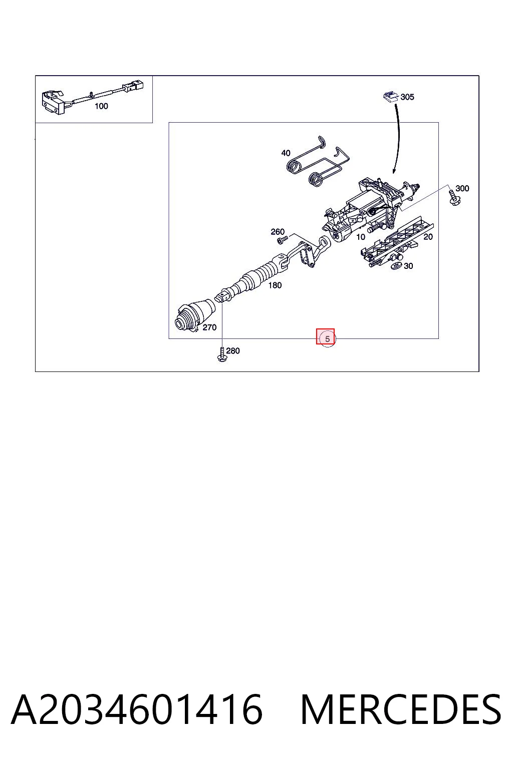 Coluna da direção para Mercedes C  W203