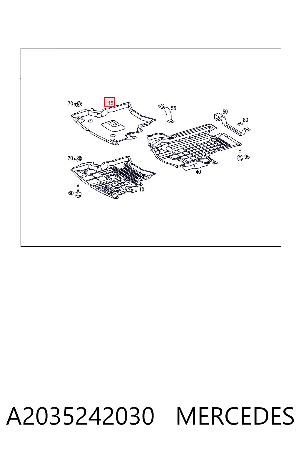 Proteção de motor, de panela (da seção de motor) Mercedes C preço, a partir de 65,16 USD