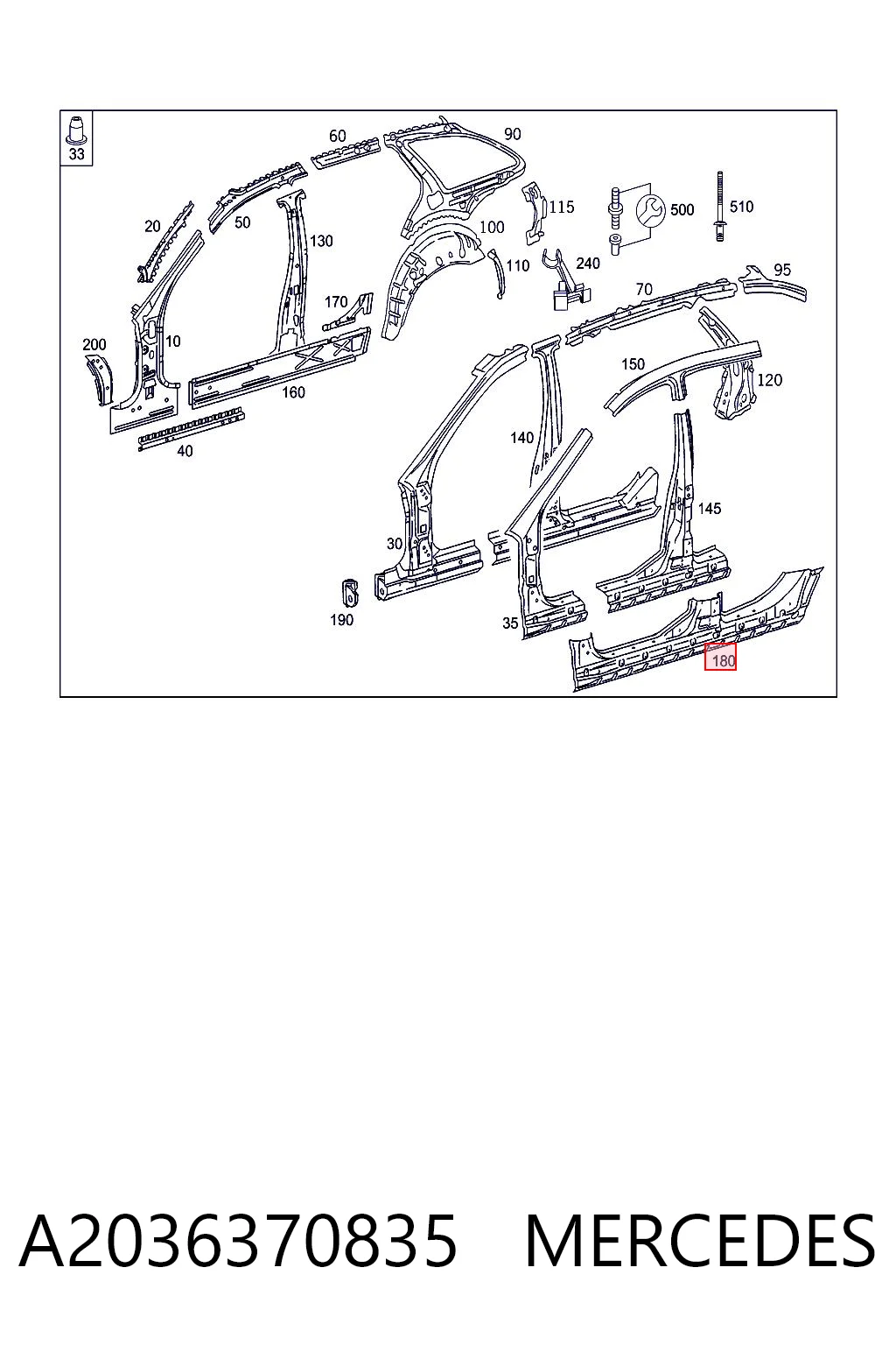 Acesso externo direito para Mercedes C S203