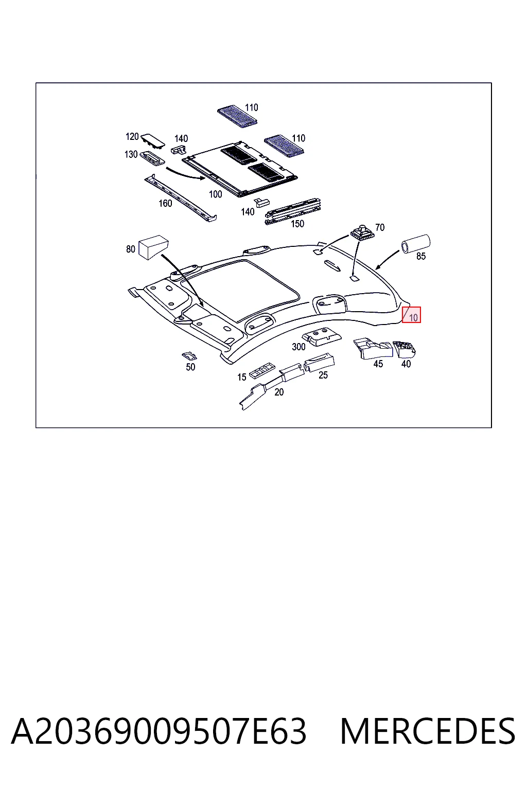 Revestimento do teto Mercedes C W203 ao melhor preço