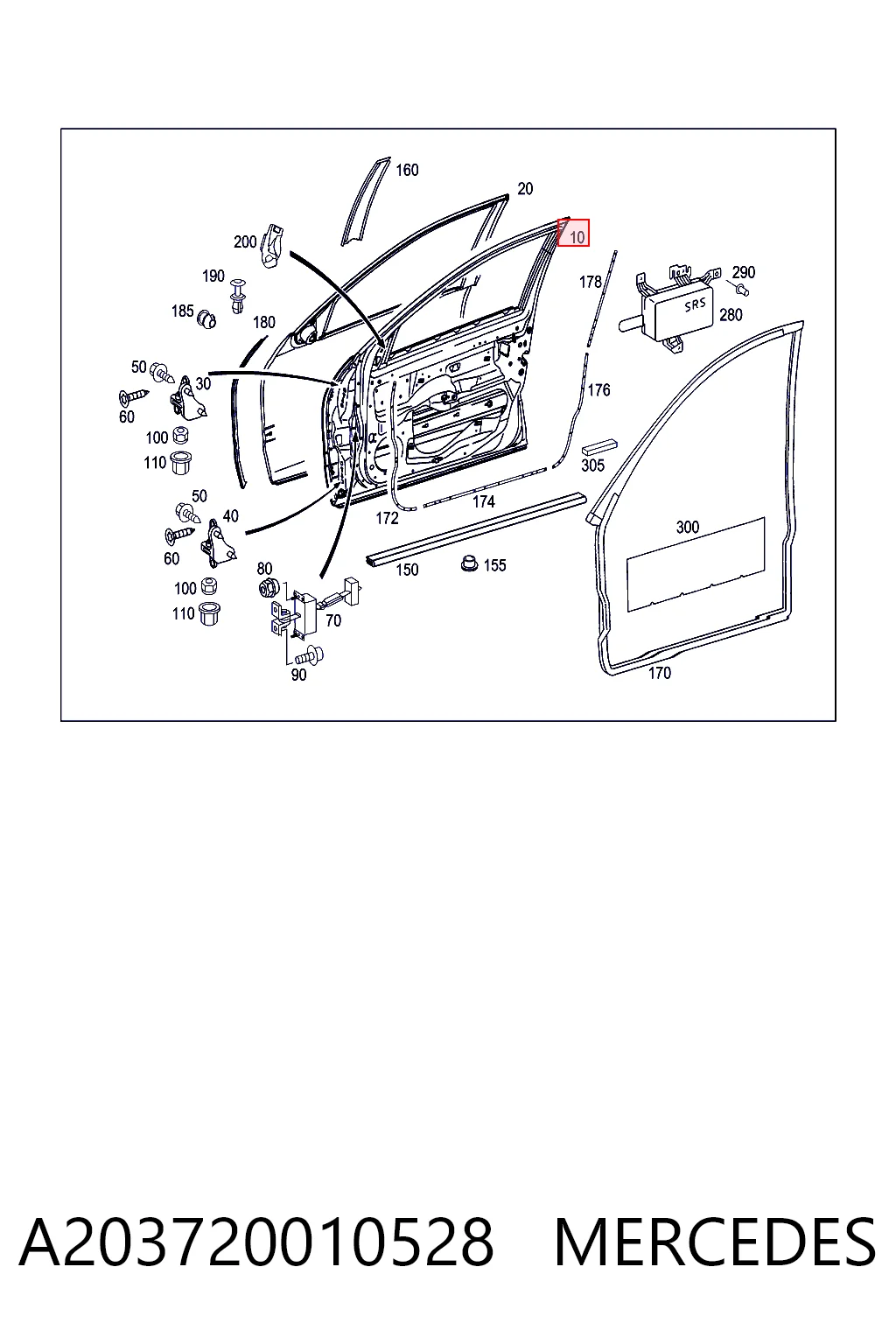 Porta dianteira esquerda para Mercedes C  W203