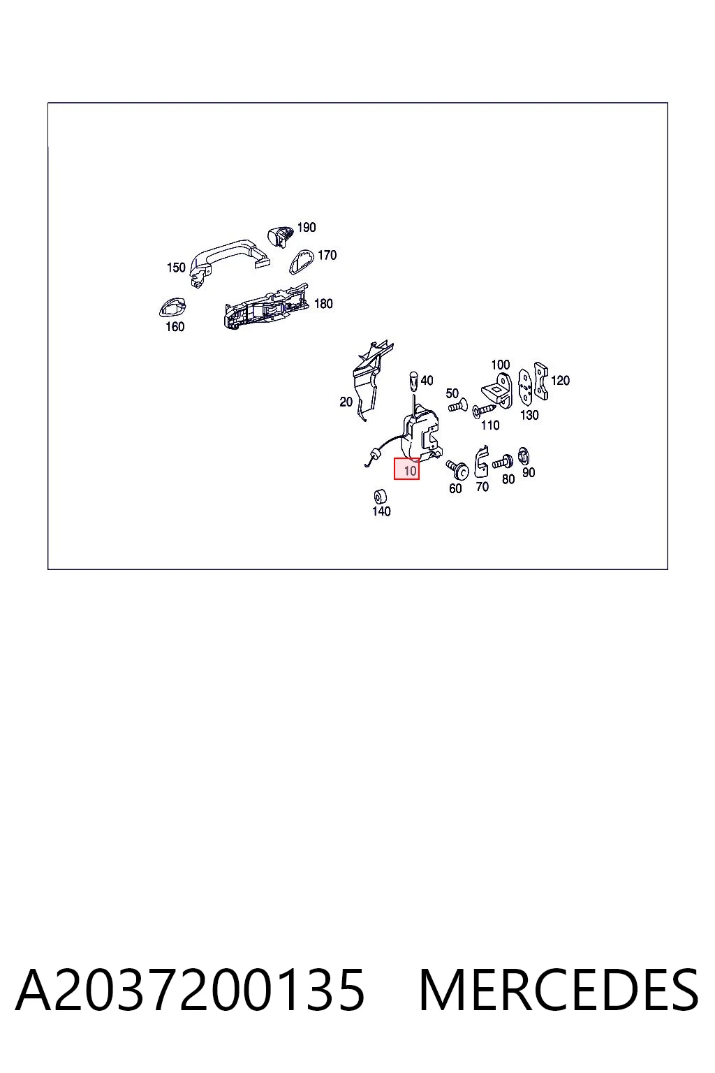  Fecho da porta dianteira esquerda Mercedes C sedan (W203) (2000 - 2007) 