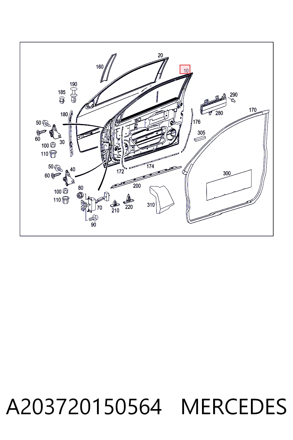 Porta dianteira esquerda para Mercedes C  CL203