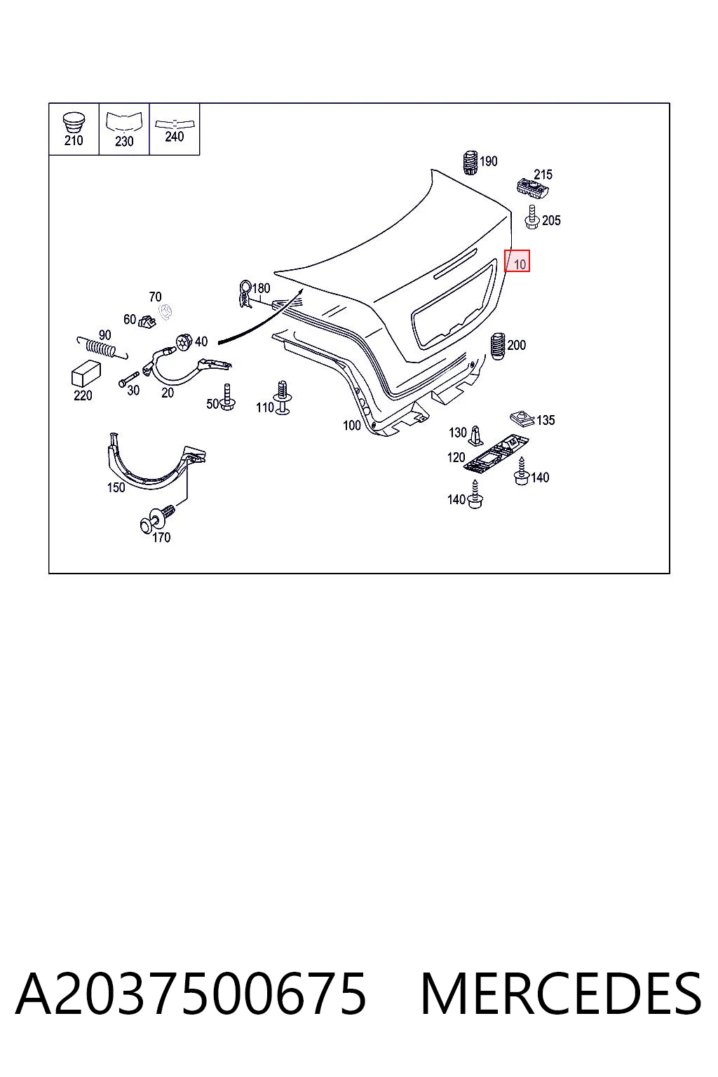 Tampa de porta-malas Mercedes C preço, a partir de 233,45 USD
