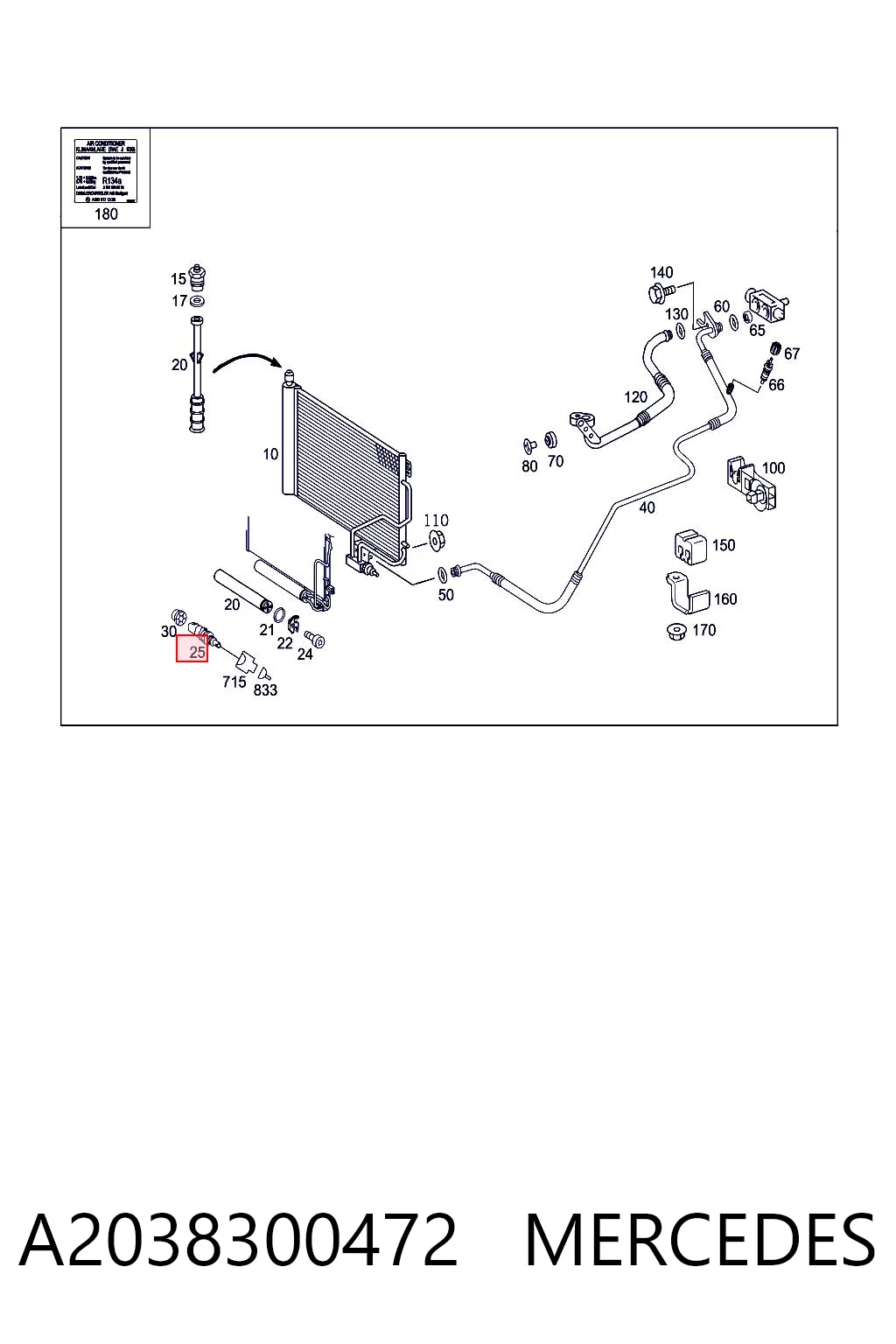 A2038300472 Mercedes Sensor de pressão absoluta de aparelho de ar condicionado