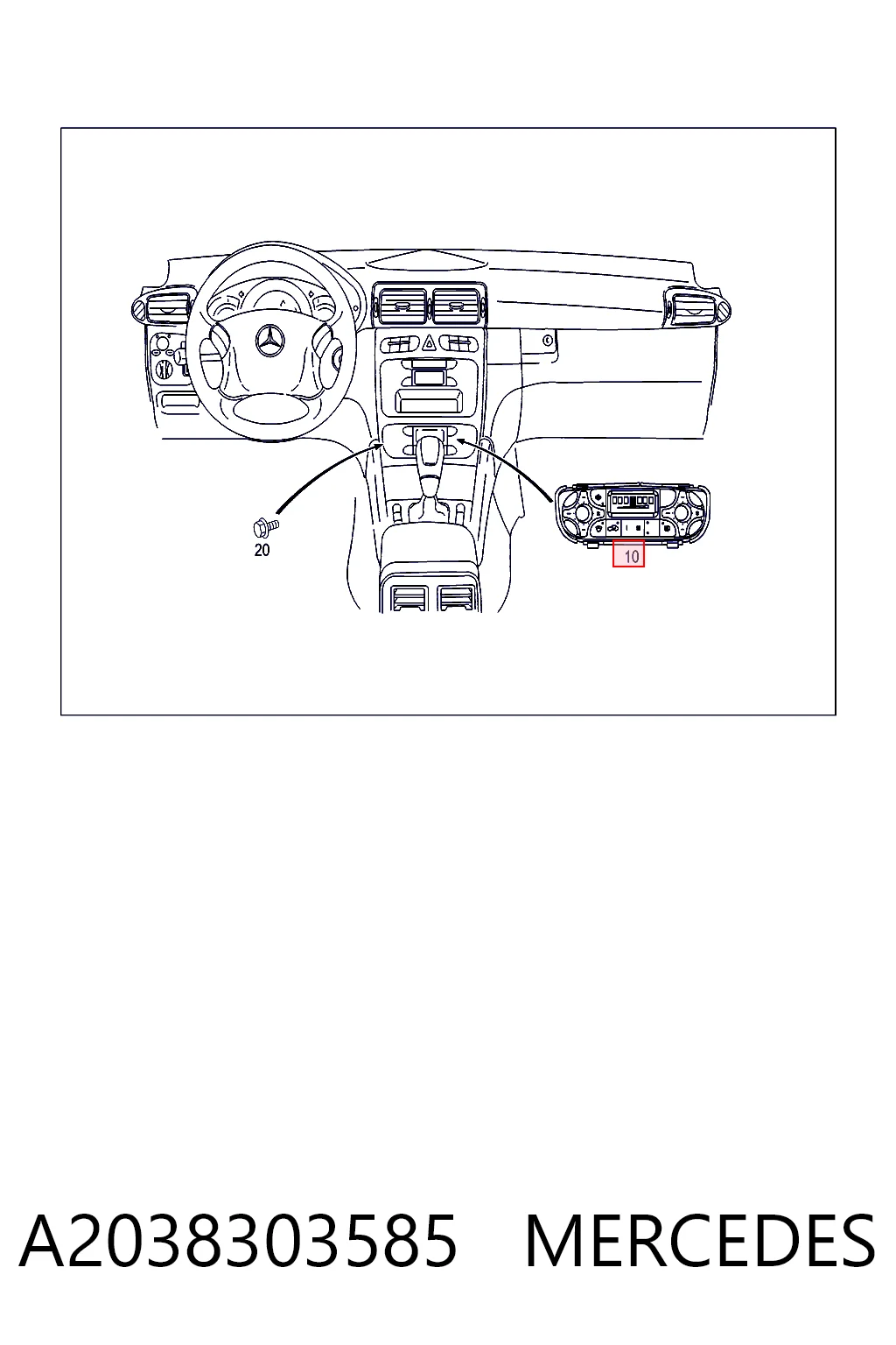 Unidade de controlo dos modos de aquecimento/condicionamento para Mercedes CLK  C209