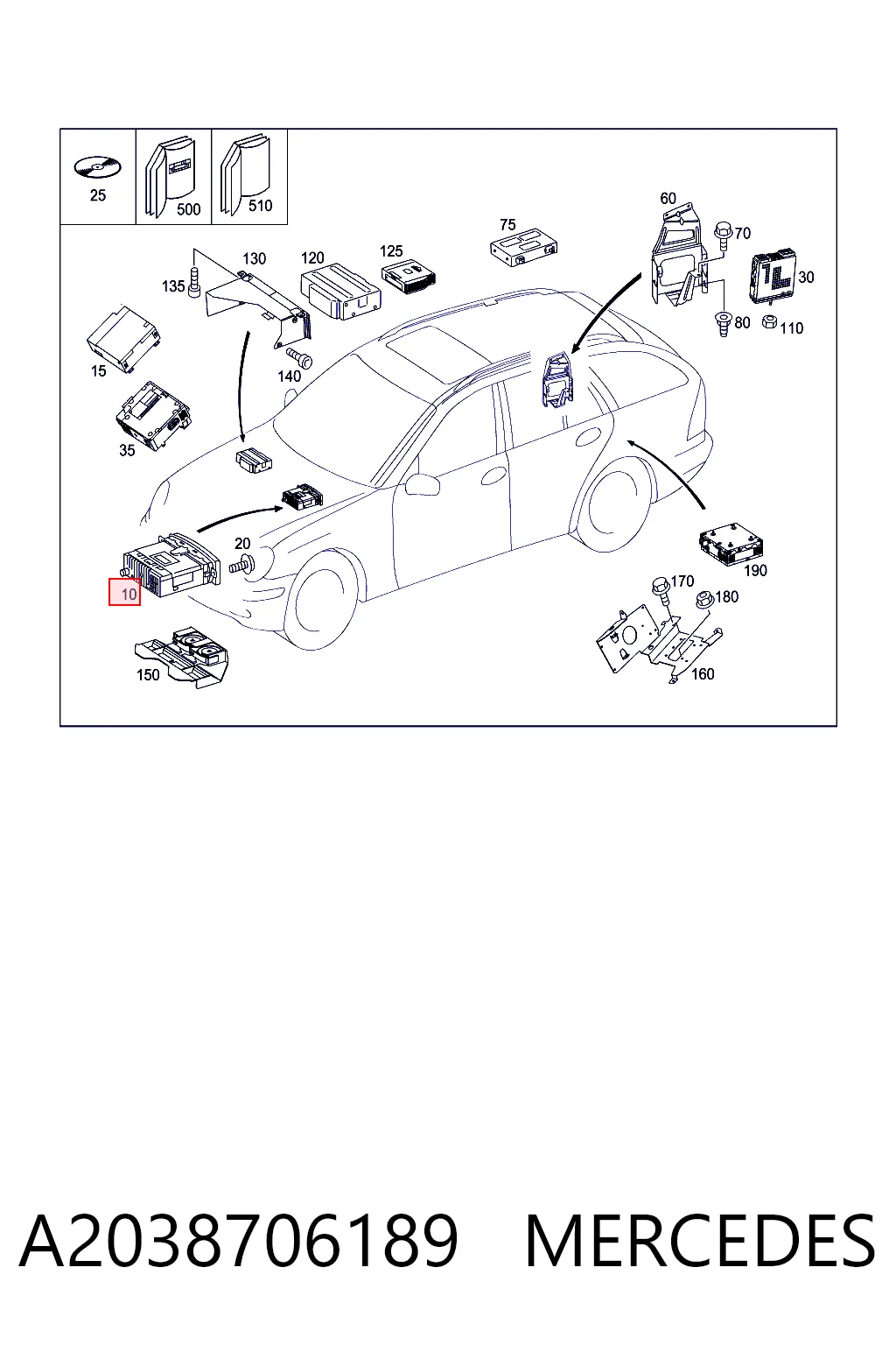  Aparelhagem de som (rádio AM/FM) Mercedes C sedan (W203) (2000 - 2007) 