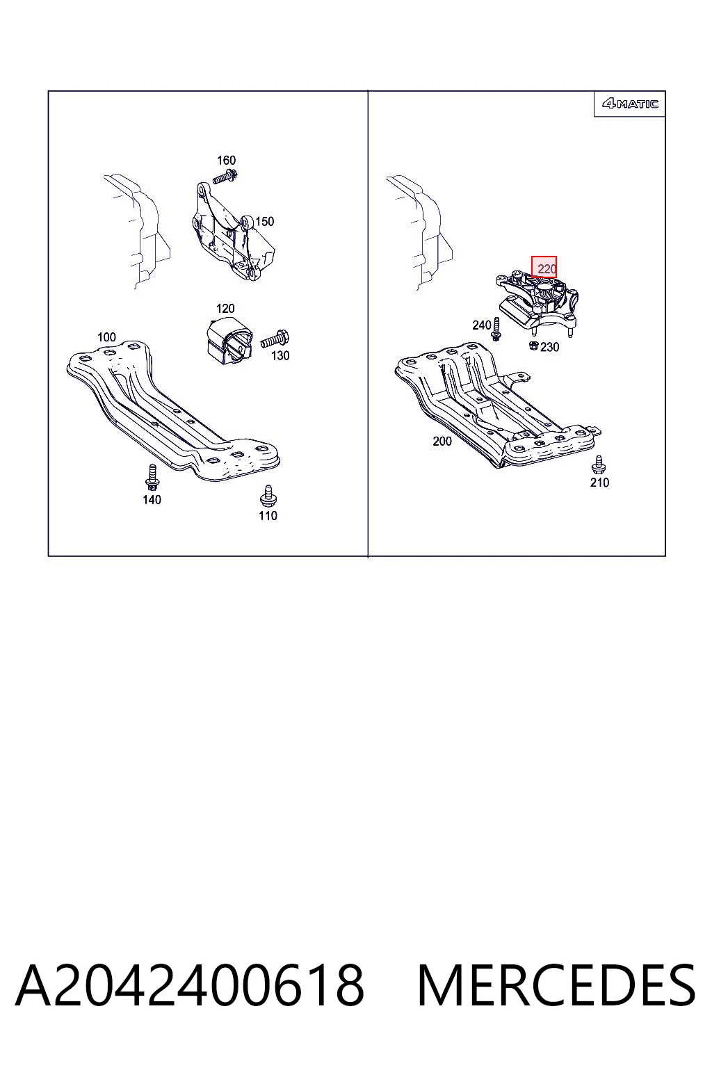A2042400618 Mercedes Coxim de transmissão (suporte da caixa de mudança)