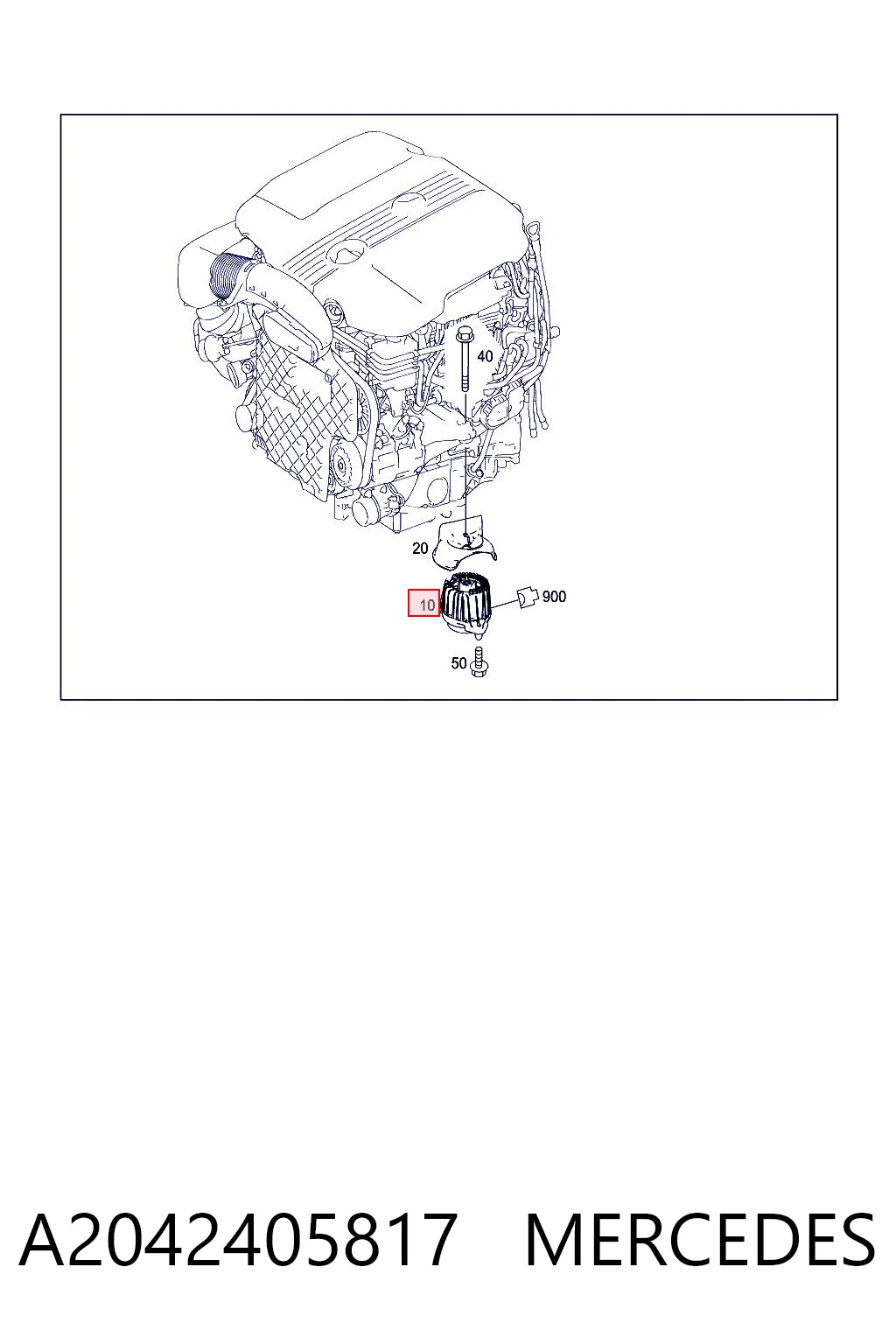 A2042405817 Mercedes Coxim (suporte) esquerdo de motor