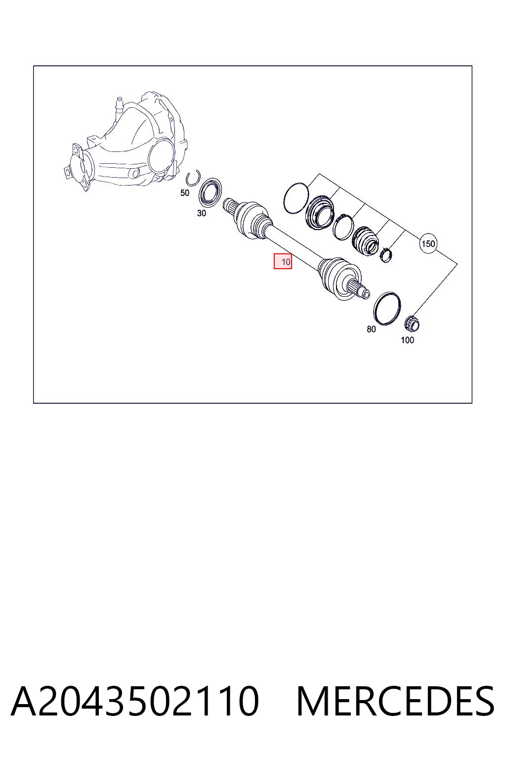 Semieixo traseiro Mercedes C  W204