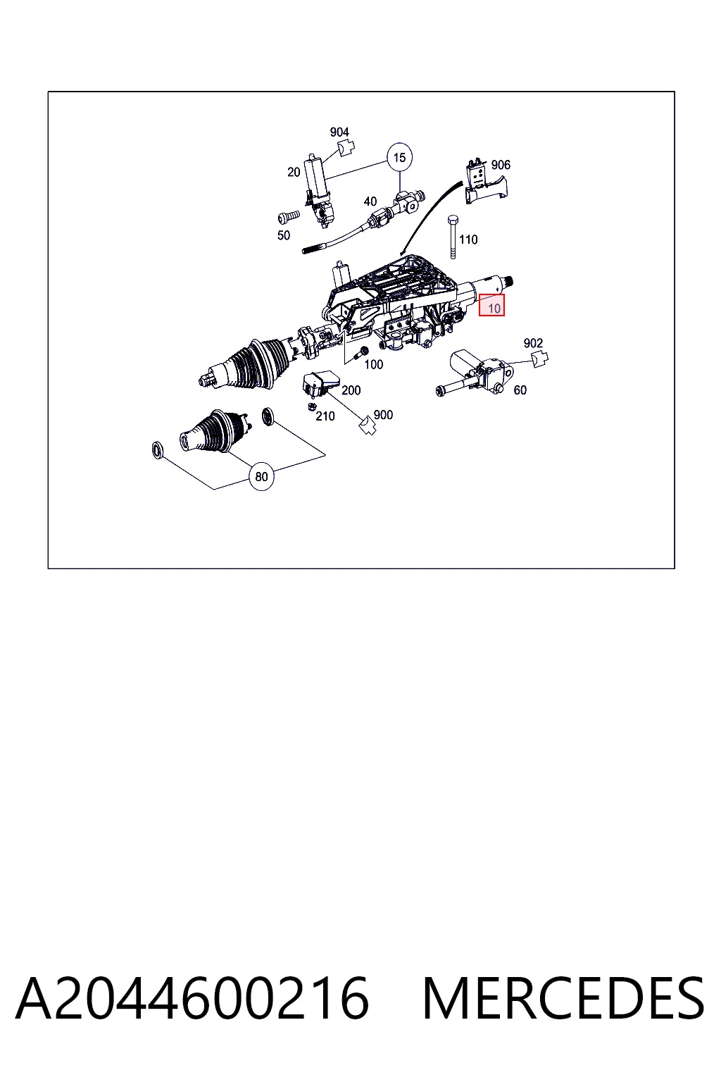 Coluna da direção para Mercedes C  W204