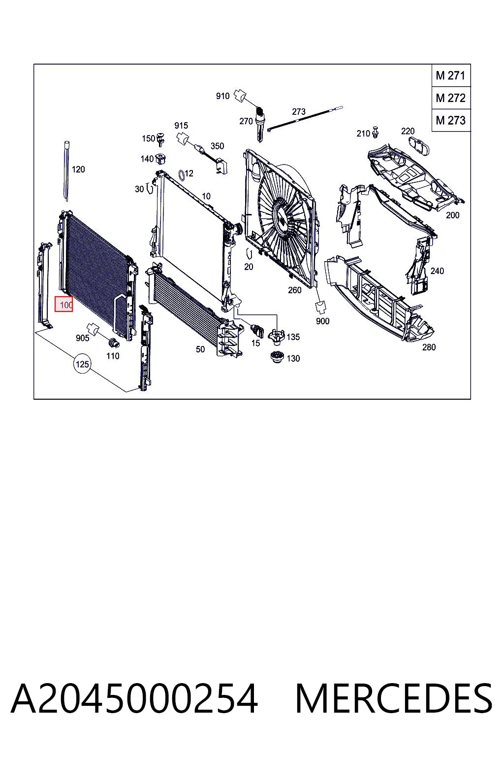 A2045000254 Mercedes Radiador de aparelho de ar condicionado