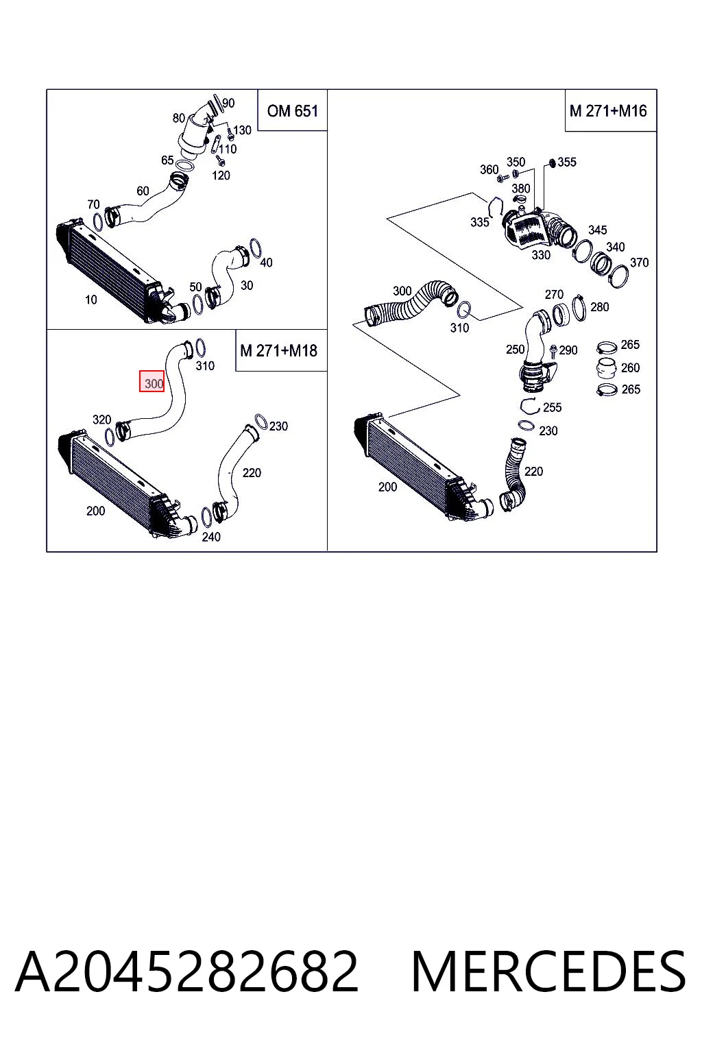 A2045282682 Mercedes Mangueira (cano derivado) de intercooler