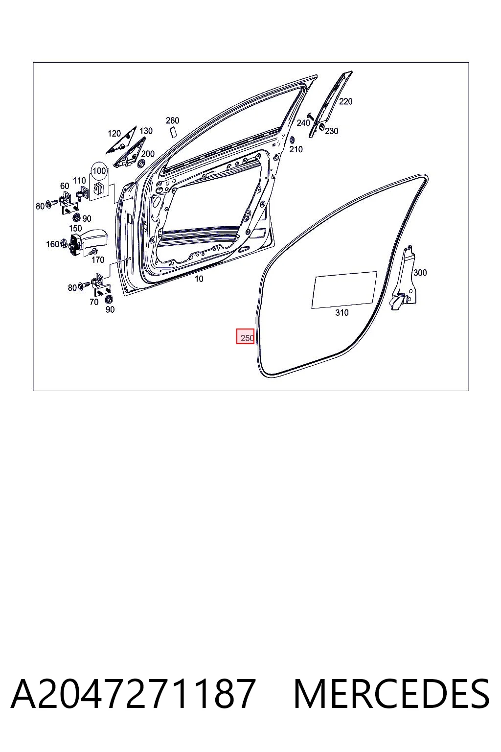 A2047271187 Mercedes Compactador da porta dianteira (na porta)