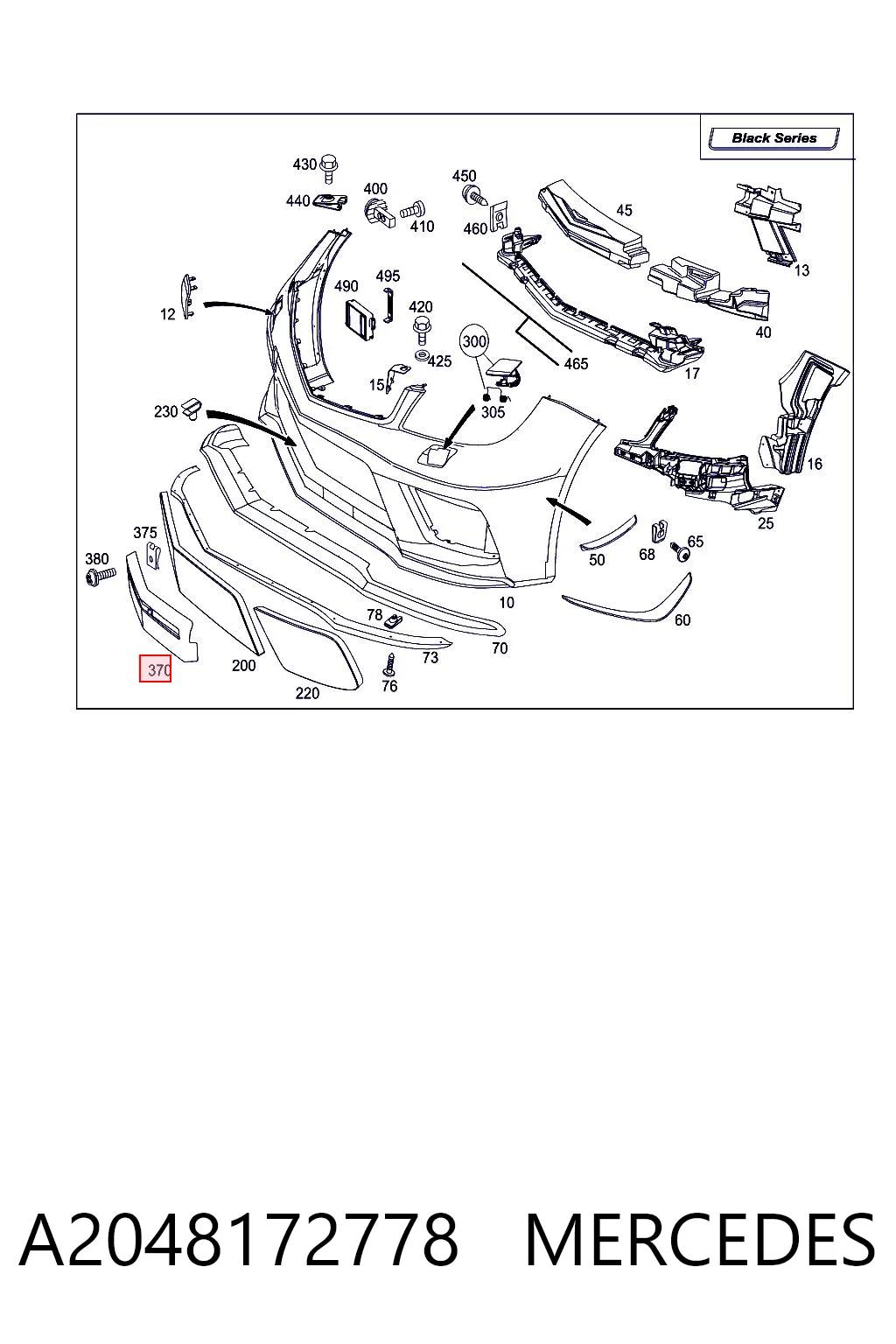 A2048172778 Mercedes Painel de fixação de matrícula dianteira