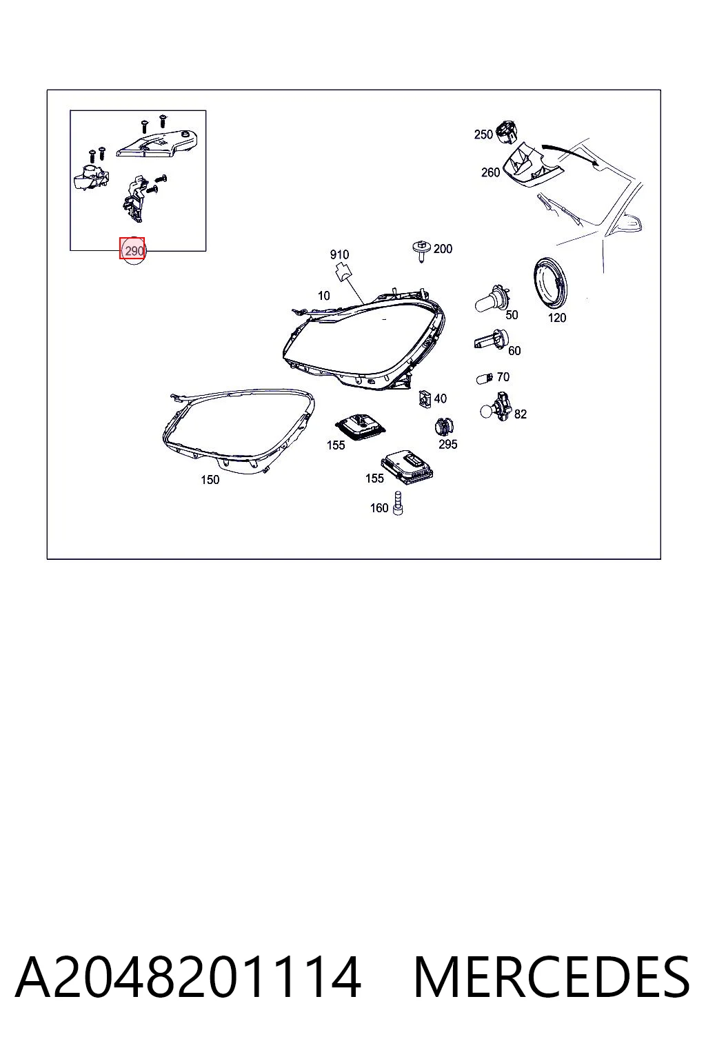 A2048201114 Mercedes Consola (adaptador) de fixação da luz dianteira esquerda