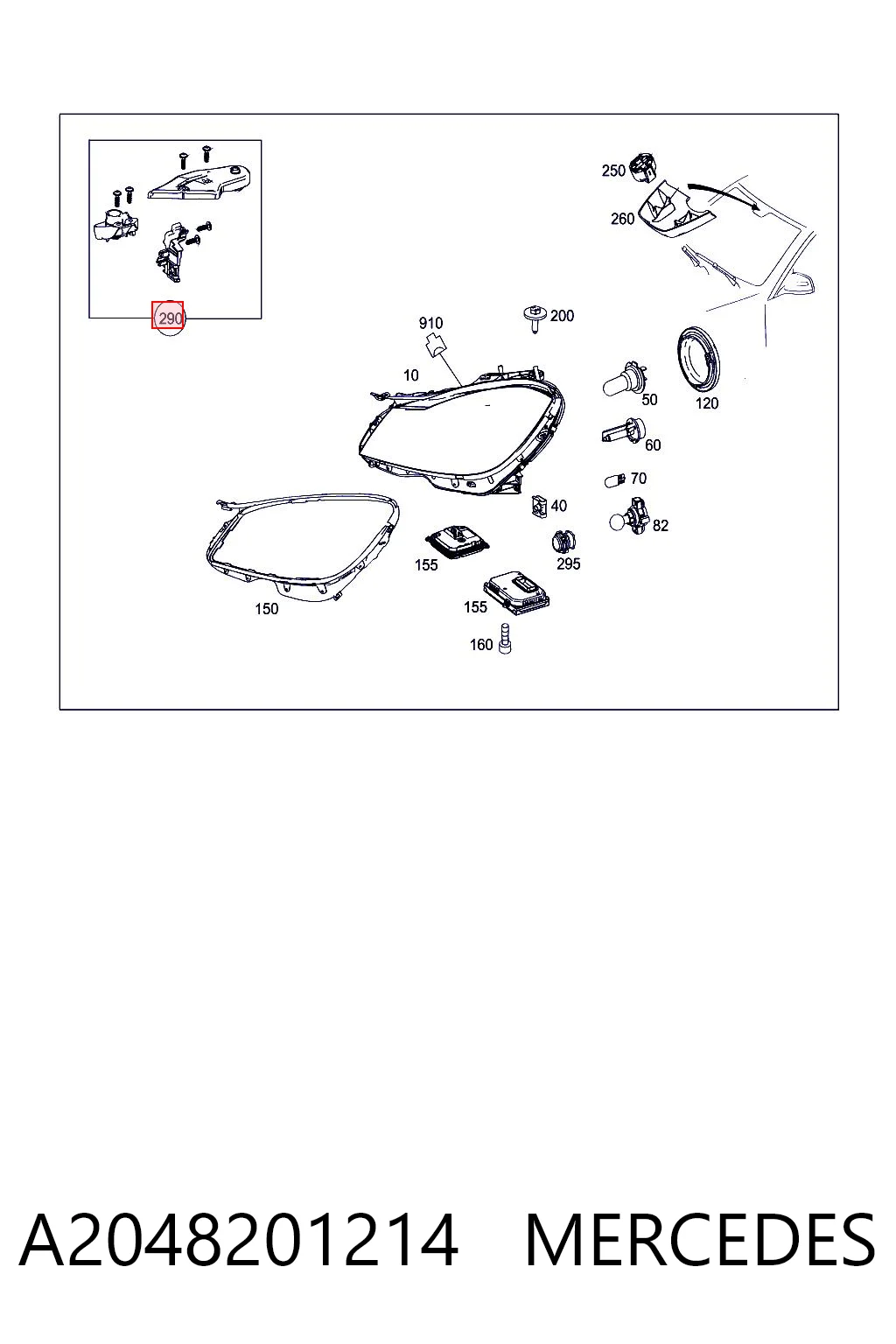 A2048201214 Mercedes Consola (adaptador) de fixação da luz dianteira direita