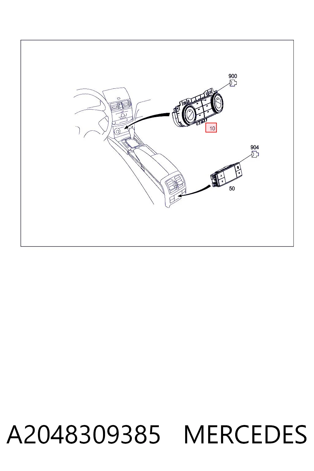 Unidade de controlo dos modos de aquecimento/condicionamento para Mercedes C  W204